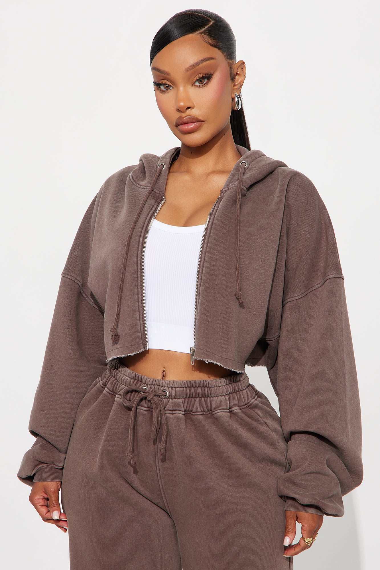 On The Go Fleece Pant Set - Chocolate