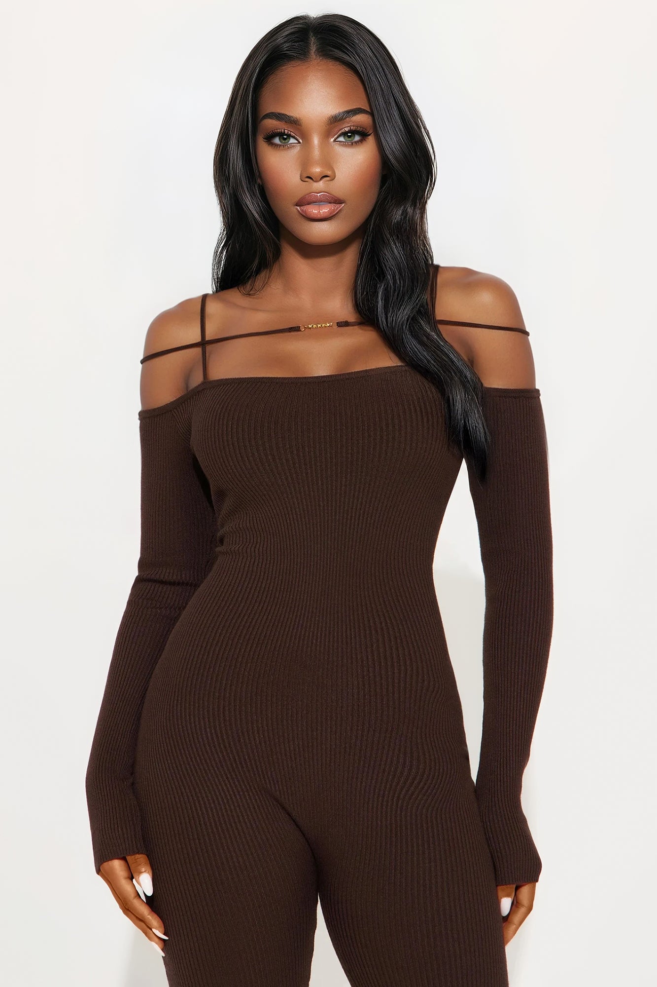 Run The Night Sweater Jumpsuit - Brown