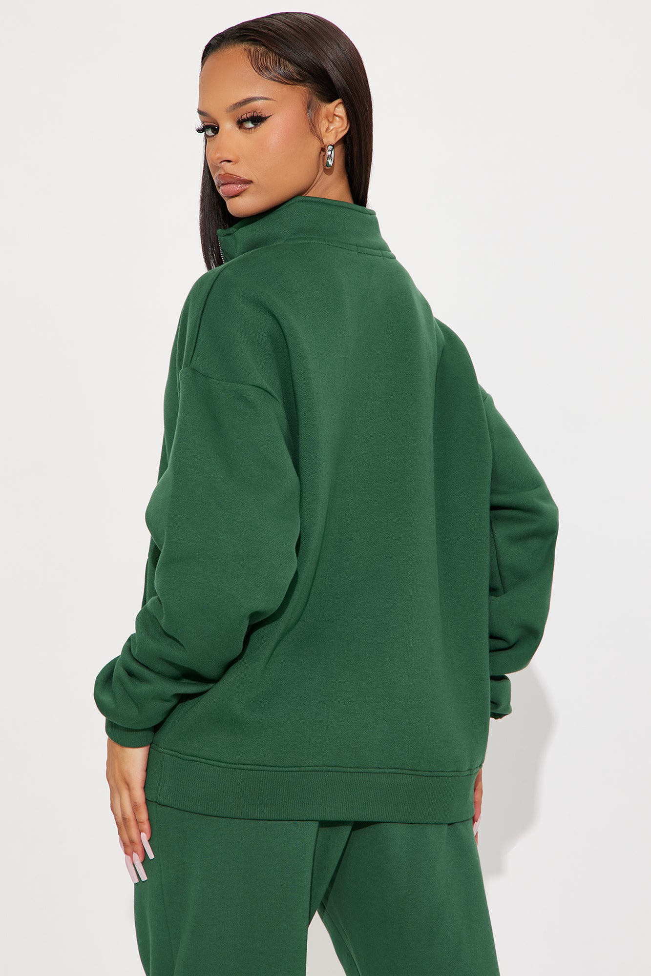 Stole My Ex Boyfriend's Oversized Quarter Zip Sweatshirt - Hunter