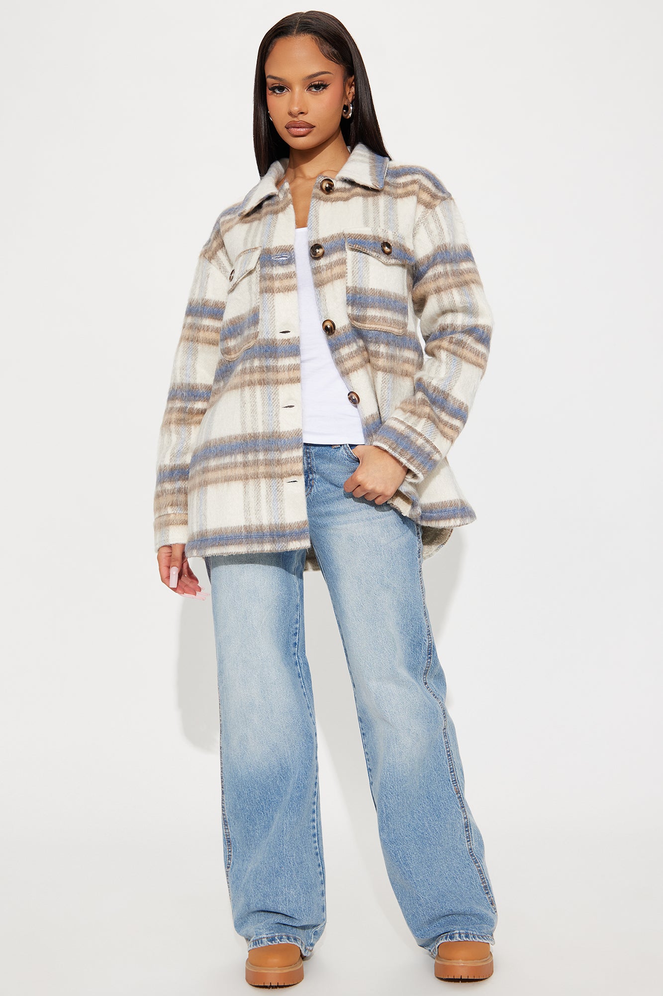 Nashville Living Plaid Shacket - Blue/combo