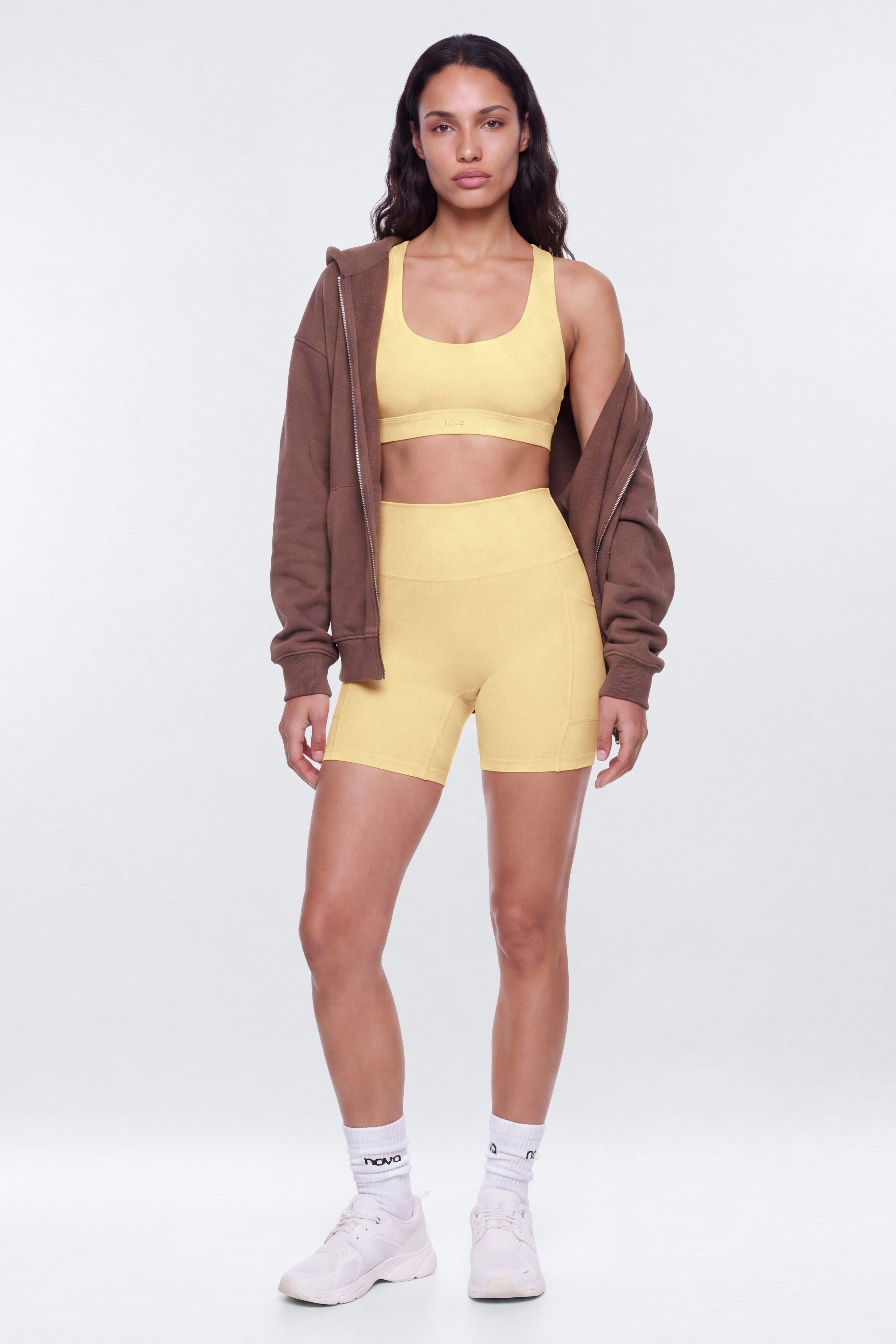 CloudForm™ High Waist 5″ Side Pocket Biker Short - Buttermilk