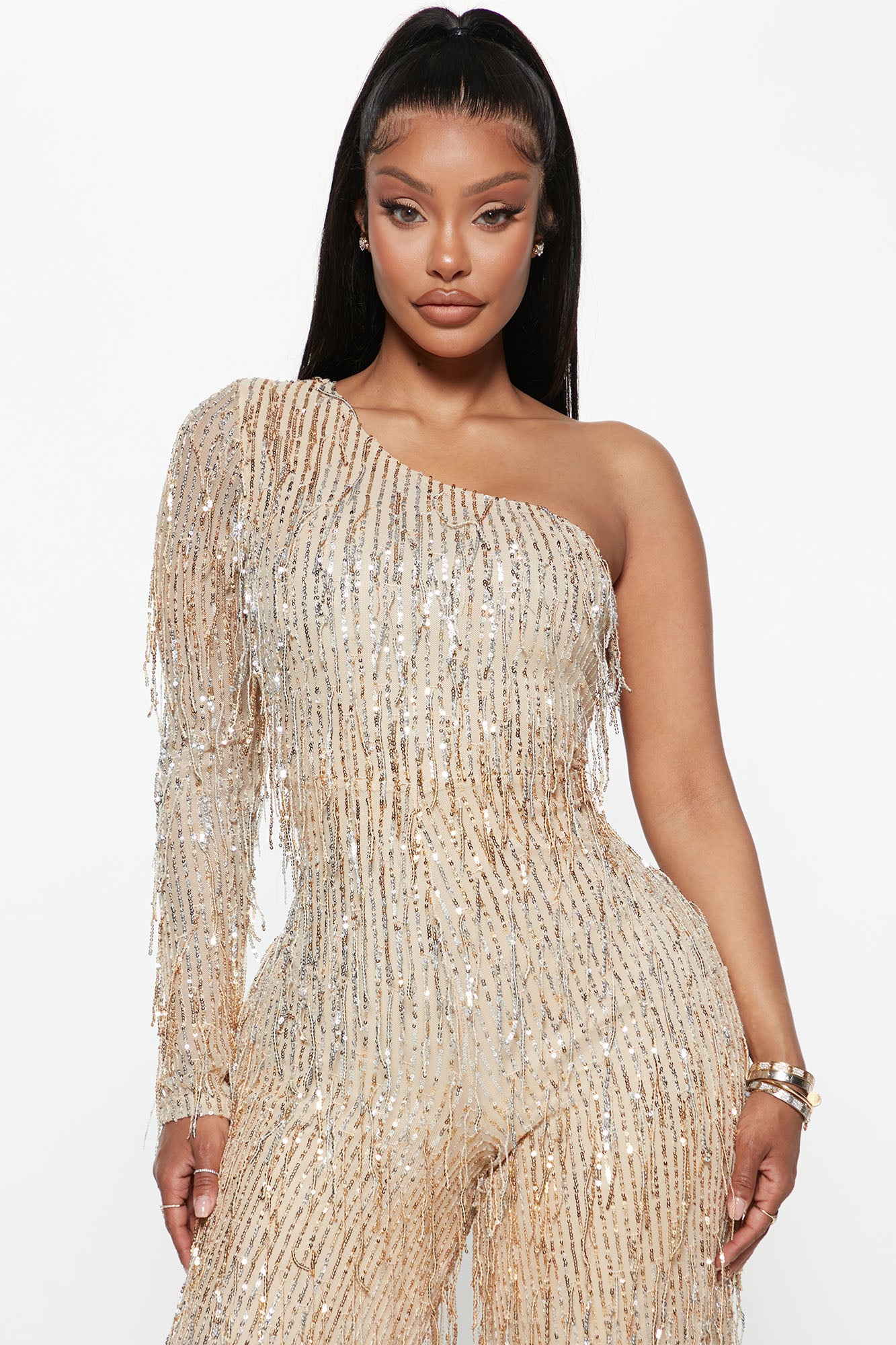 Famous Fringe Jumpsuit - Gold