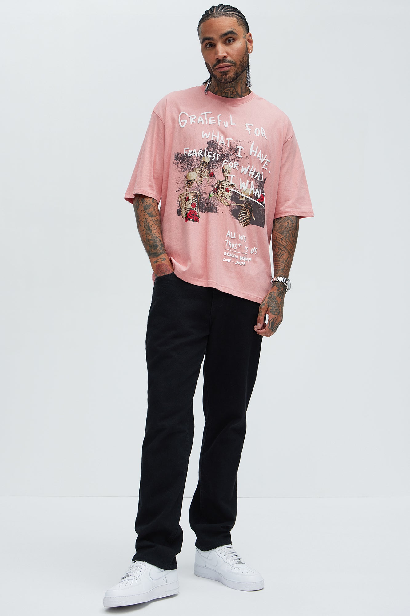 Grateful For What I have Oversized Short Sleeve Tee - Pink