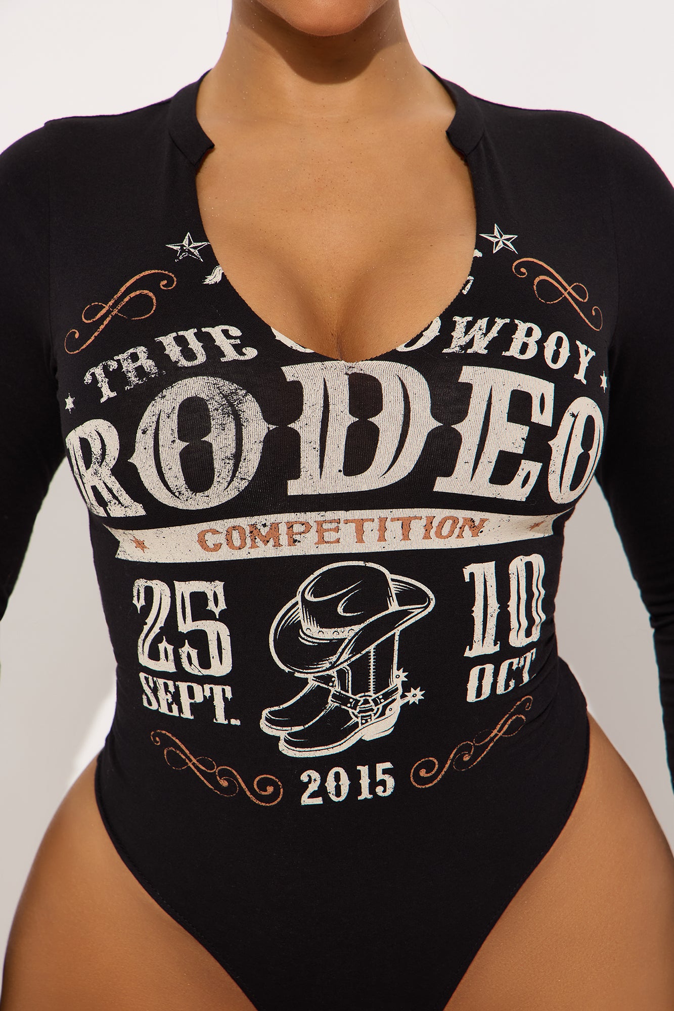 Rodeo Competition Long Sleeve Bodysuit - Black