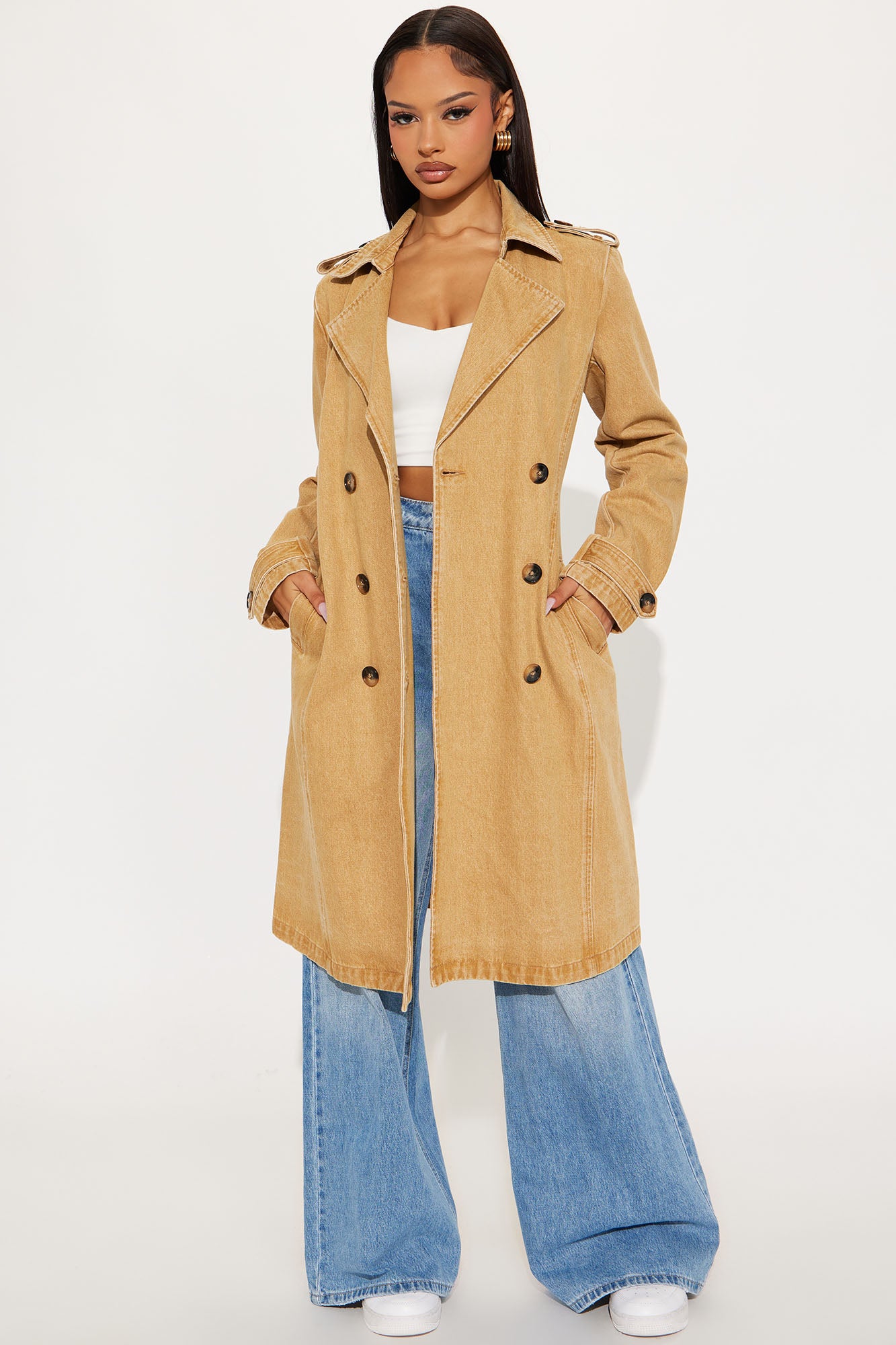 Take You There Denim Trench - Khaki