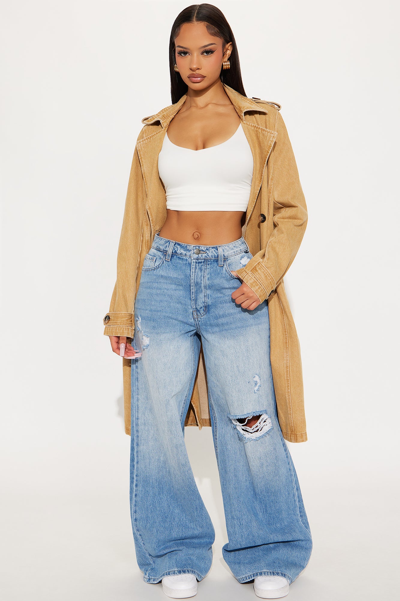 Take You There Denim Trench - Khaki