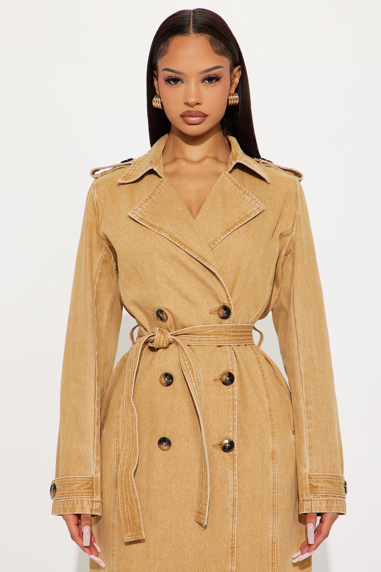 Take You There Denim Trench - Khaki
