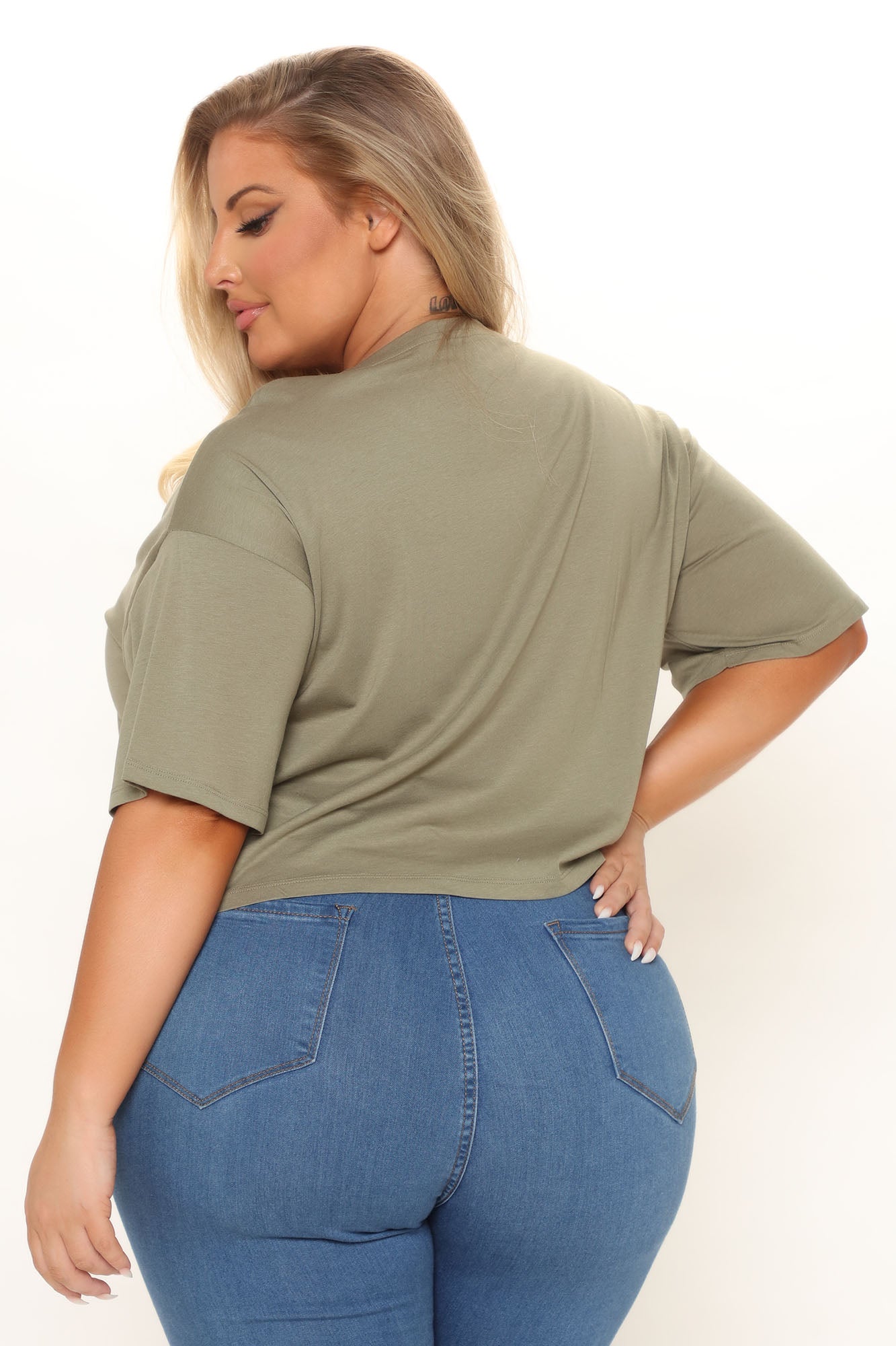 Leslie Cropped Tee - Olive