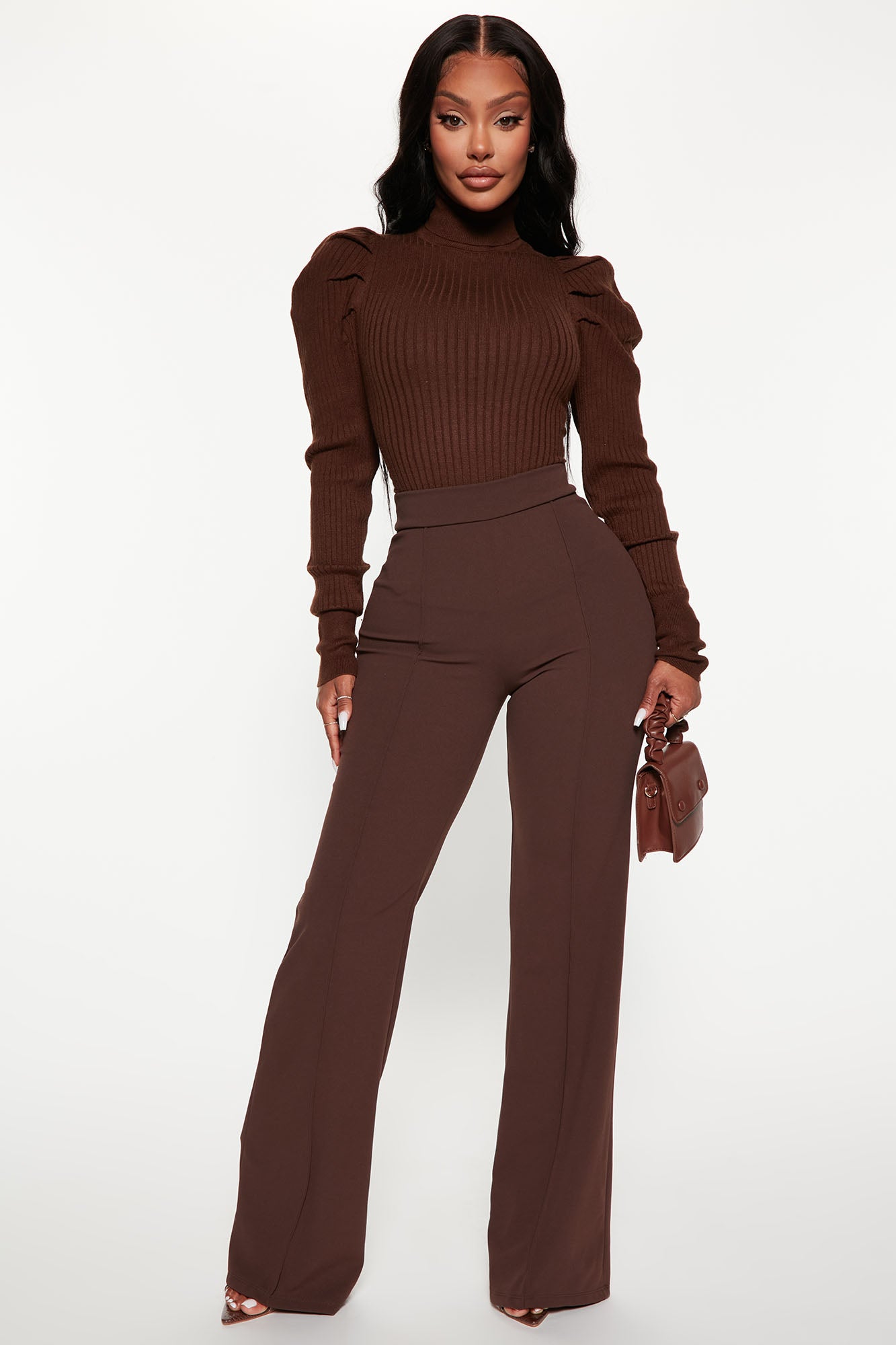 Get On With It Turtleneck Sweater - Chocolate