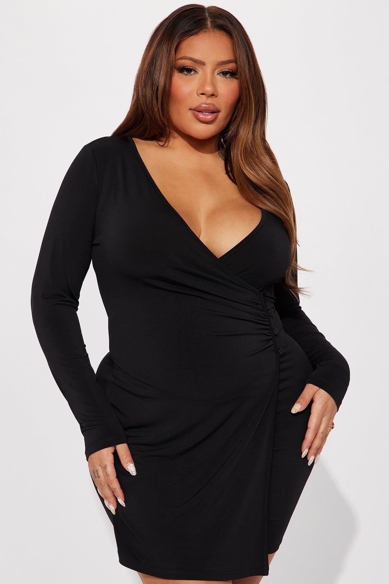 Piper Wrap Mini Dress - Black