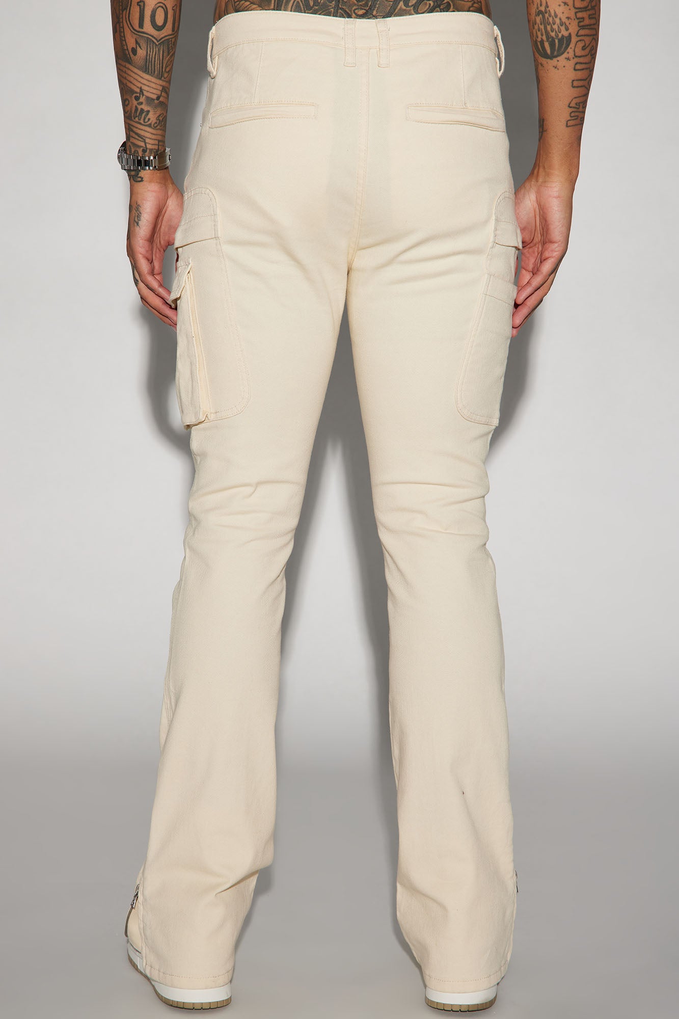 On A Good One Stacked Skinny Flare Jeans - Cream