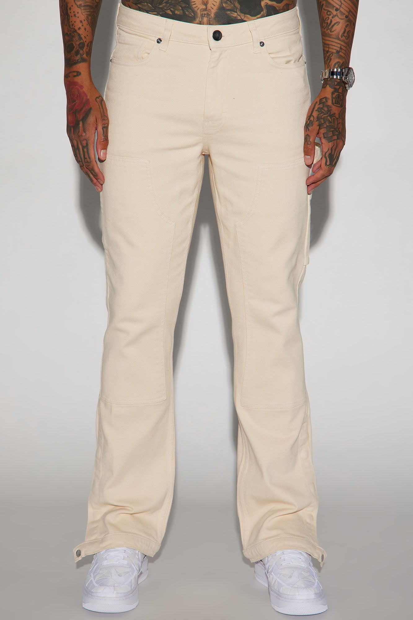 Indestructible Slim Flare Carpenter Pants - Cream
