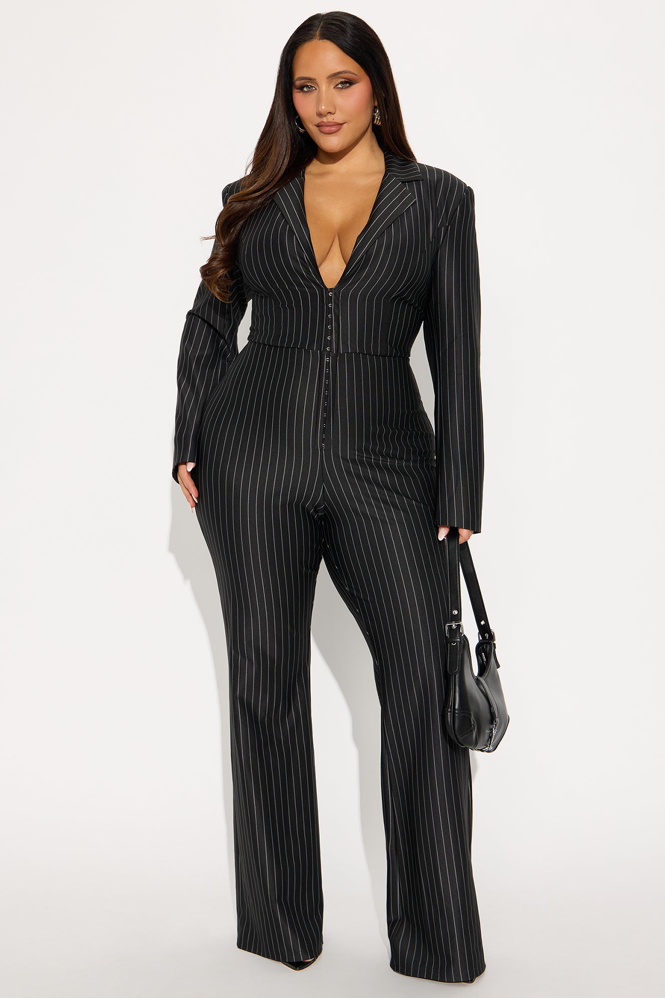 Cydnee Pinstripe Jumpsuit - Black