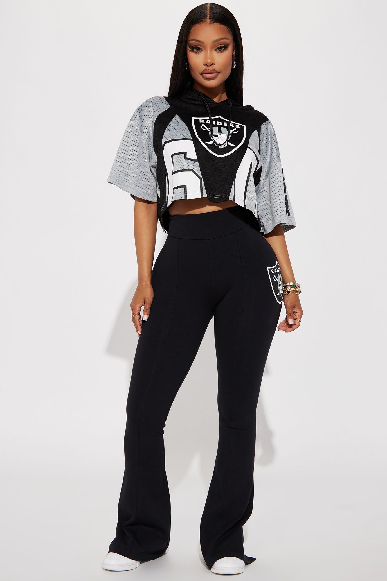 Raiders Cropped Mesh Top - Black