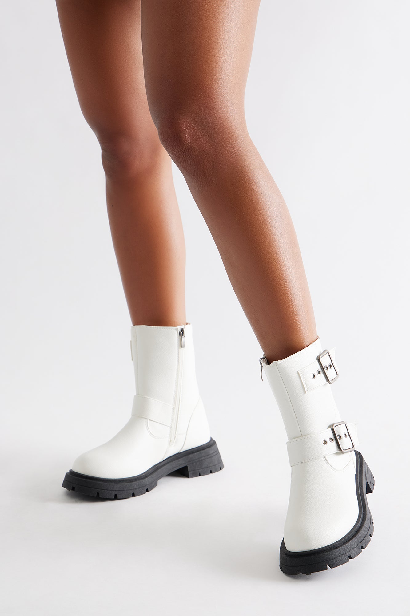 Osaka Buckle Boots - White