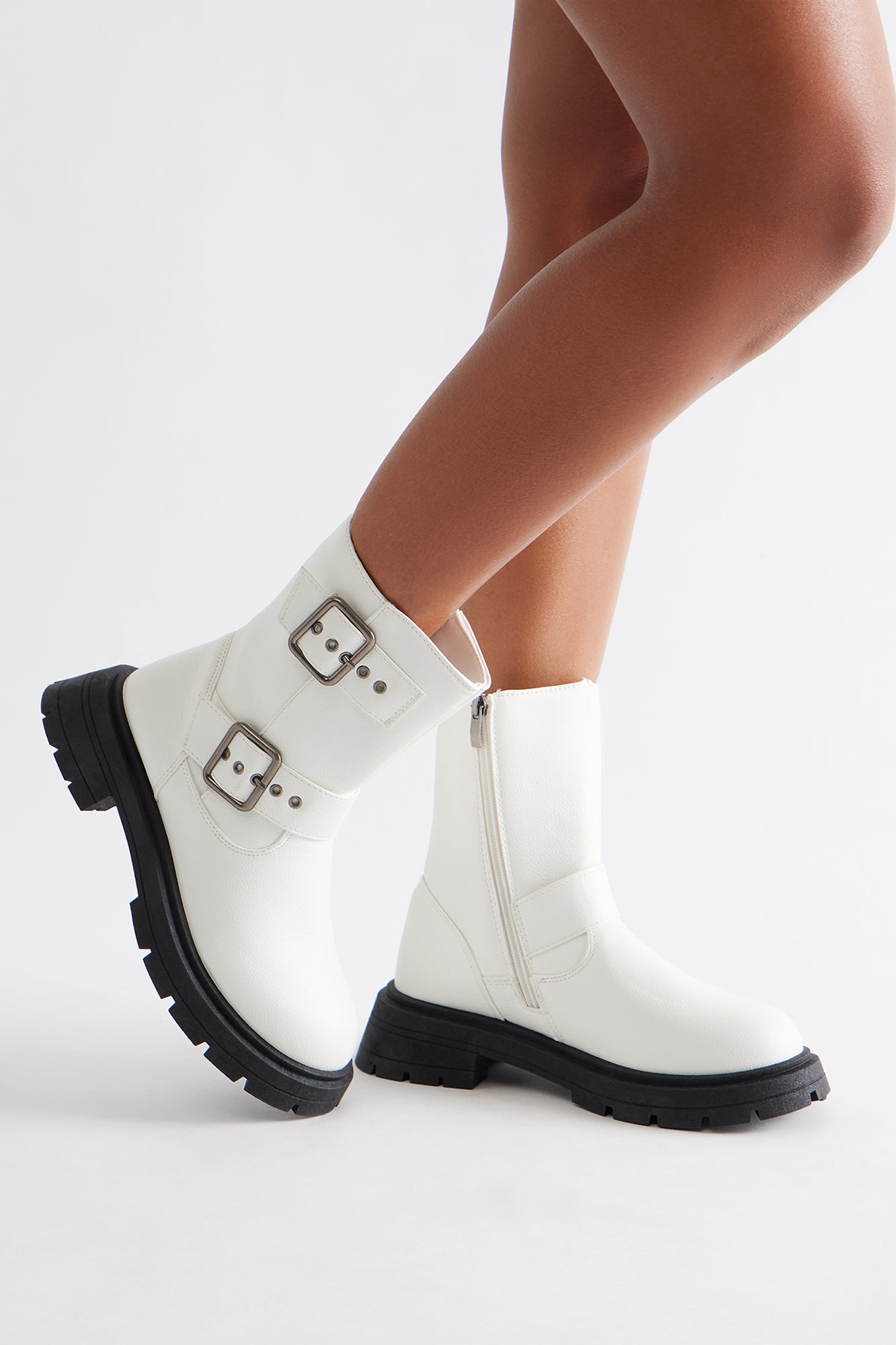 Osaka Buckle Boots - White