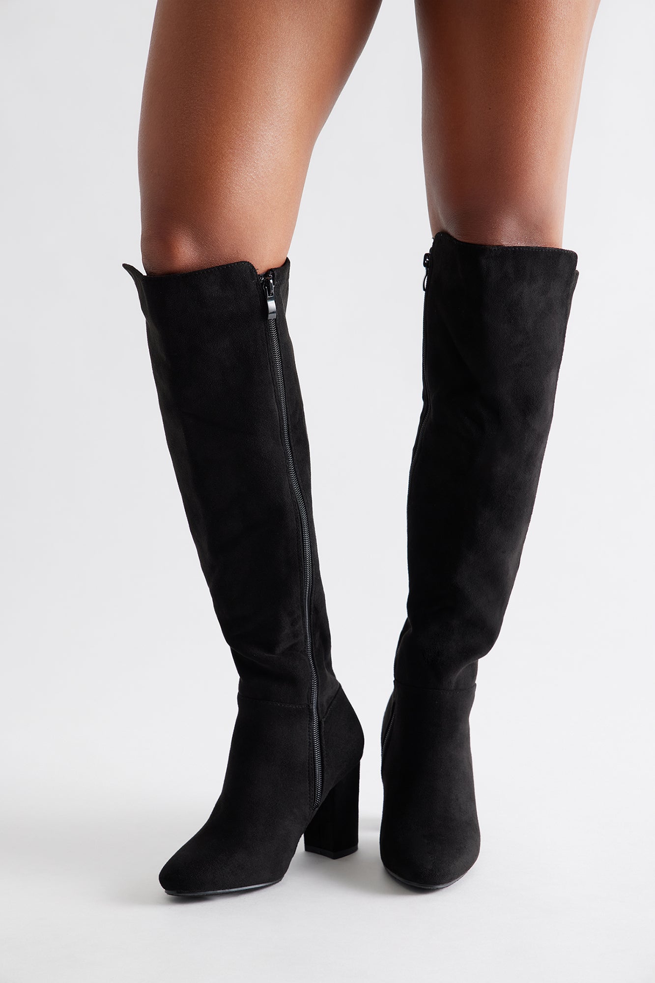 Bridge Faux Suede Boots - Black
