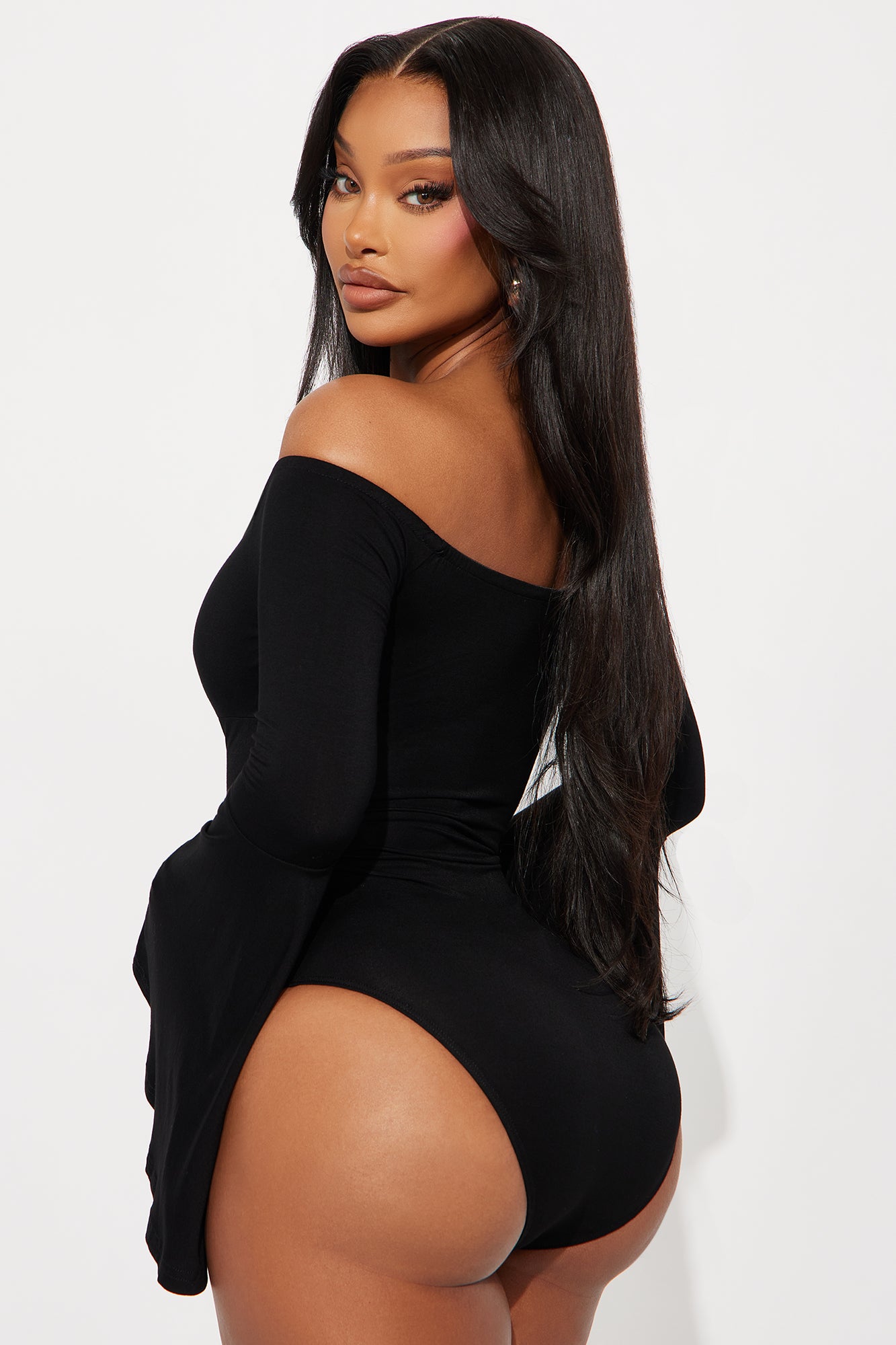 Shani Long Sleeve Off Shoulder Bodysuit - Black