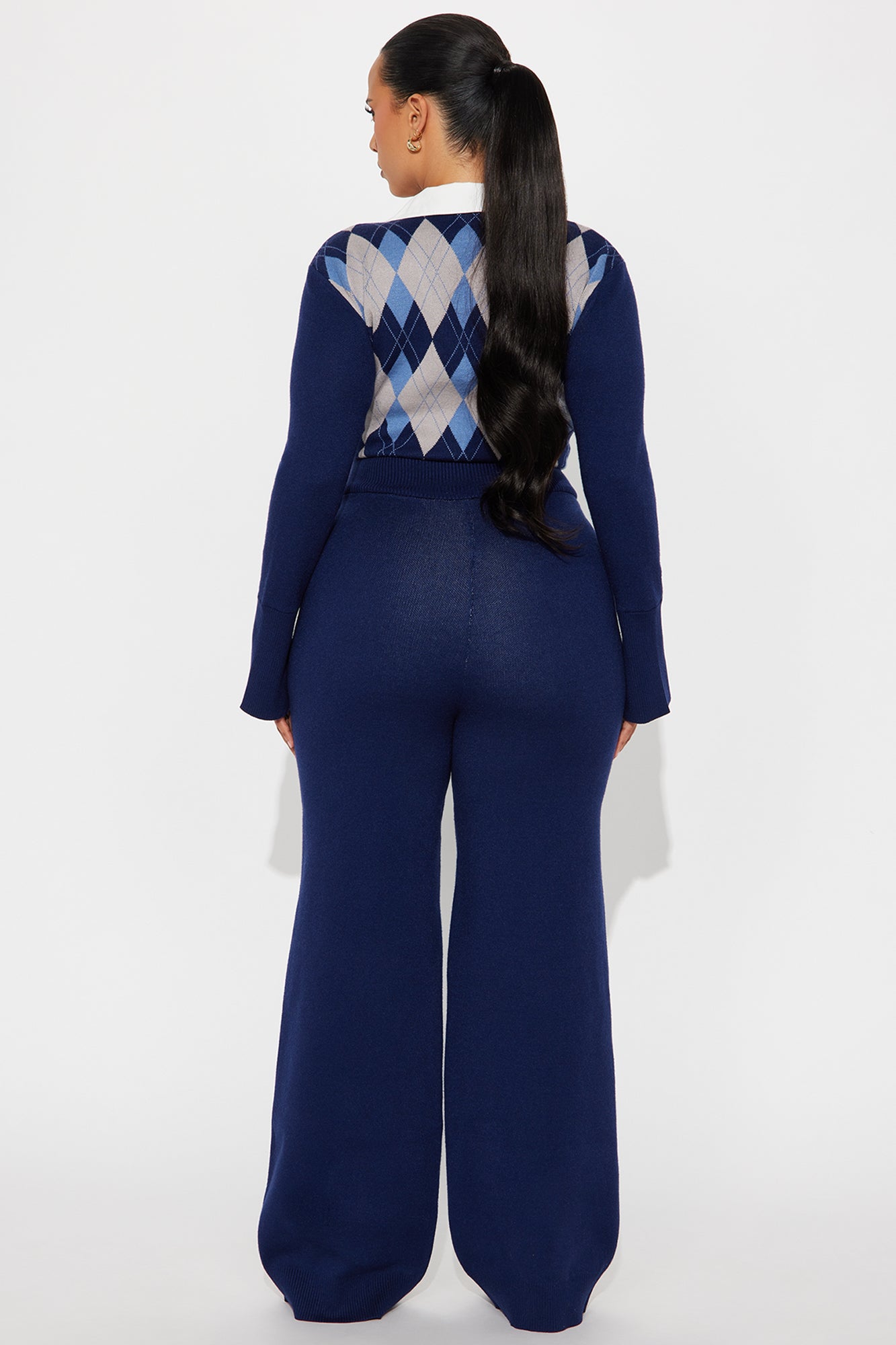 Preppy Vibes Sweater Jumpsuit - Navy/combo
