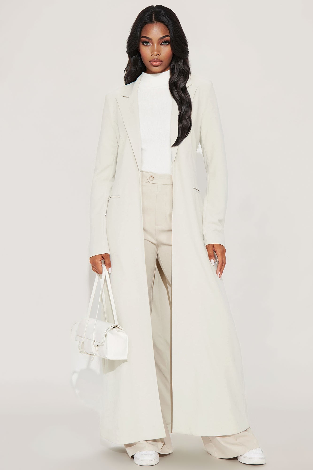 Feeling Regal Crepe Coat - Oatmeal