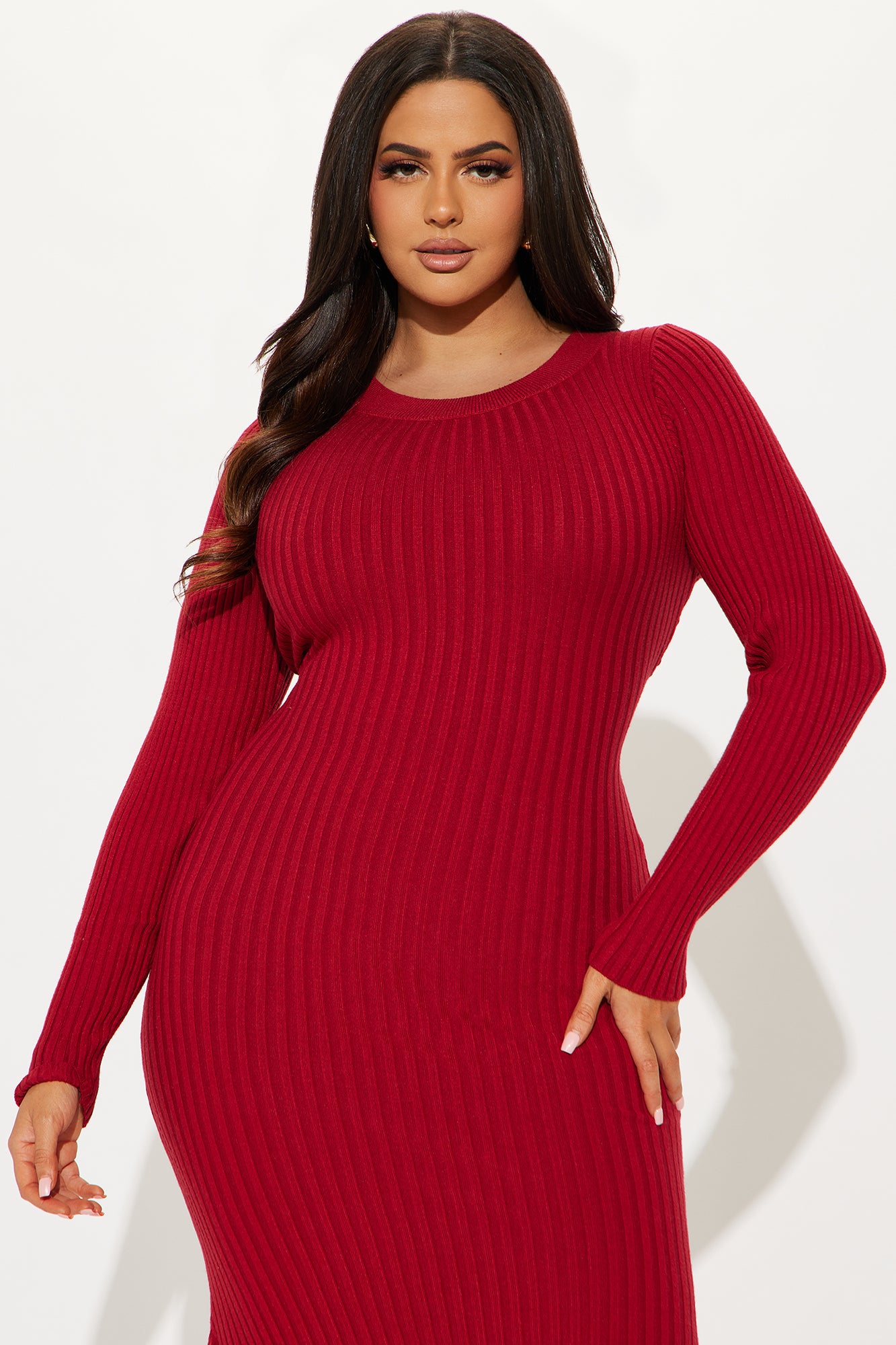 Kaylie Sweater Maxi Dress - Wine
