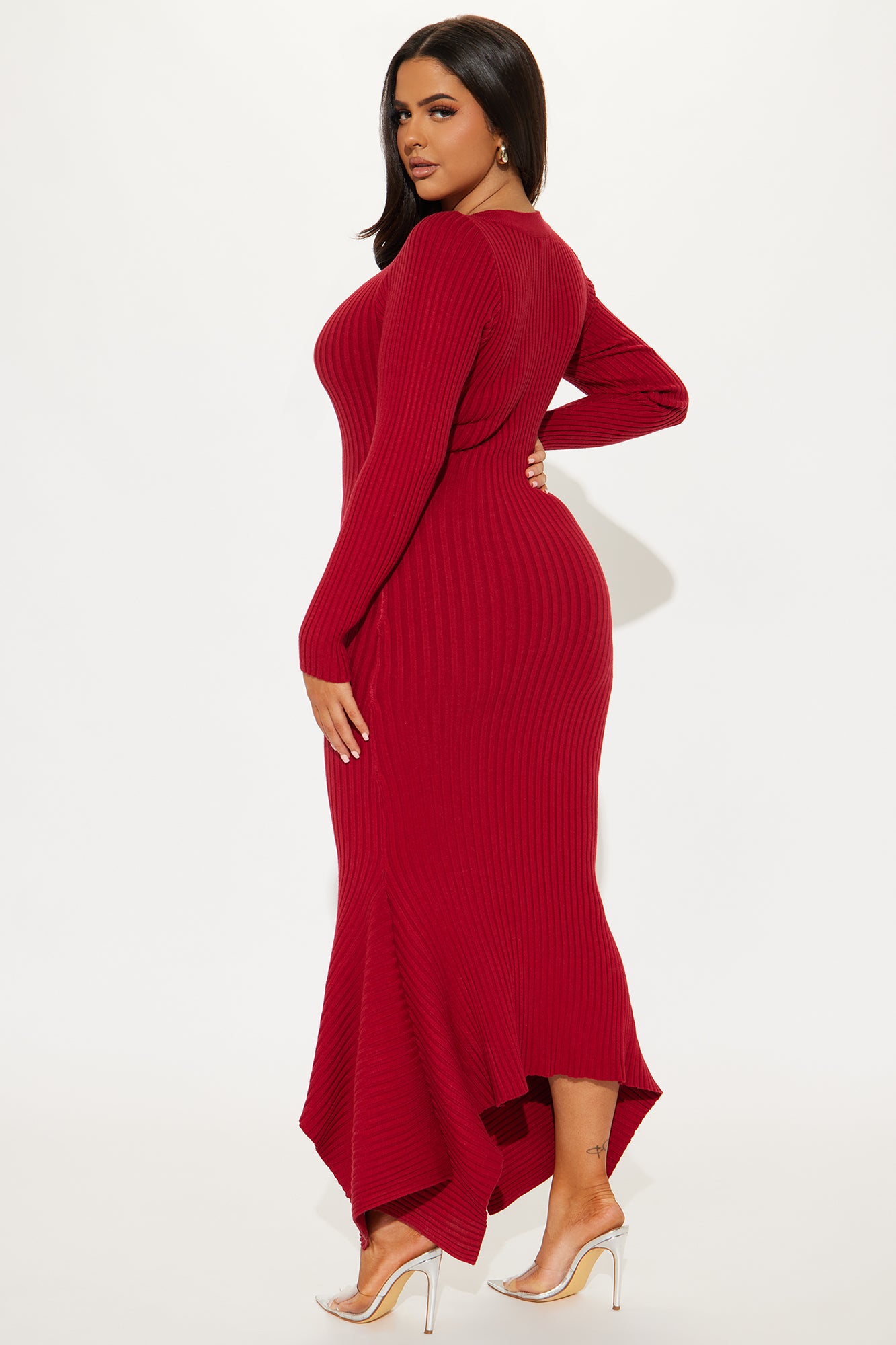 Kaylie Sweater Maxi Dress - Wine