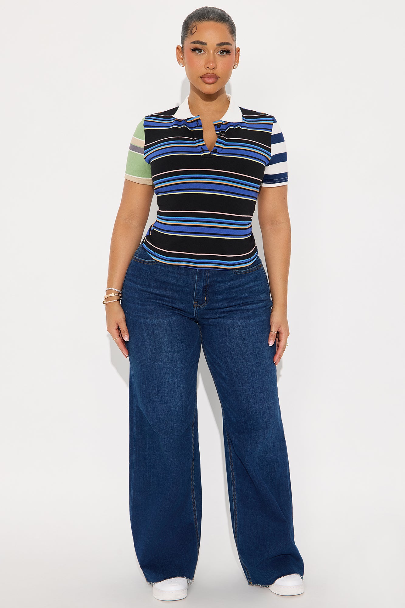 Lona Short Sleeve Polo Top - Black/combo