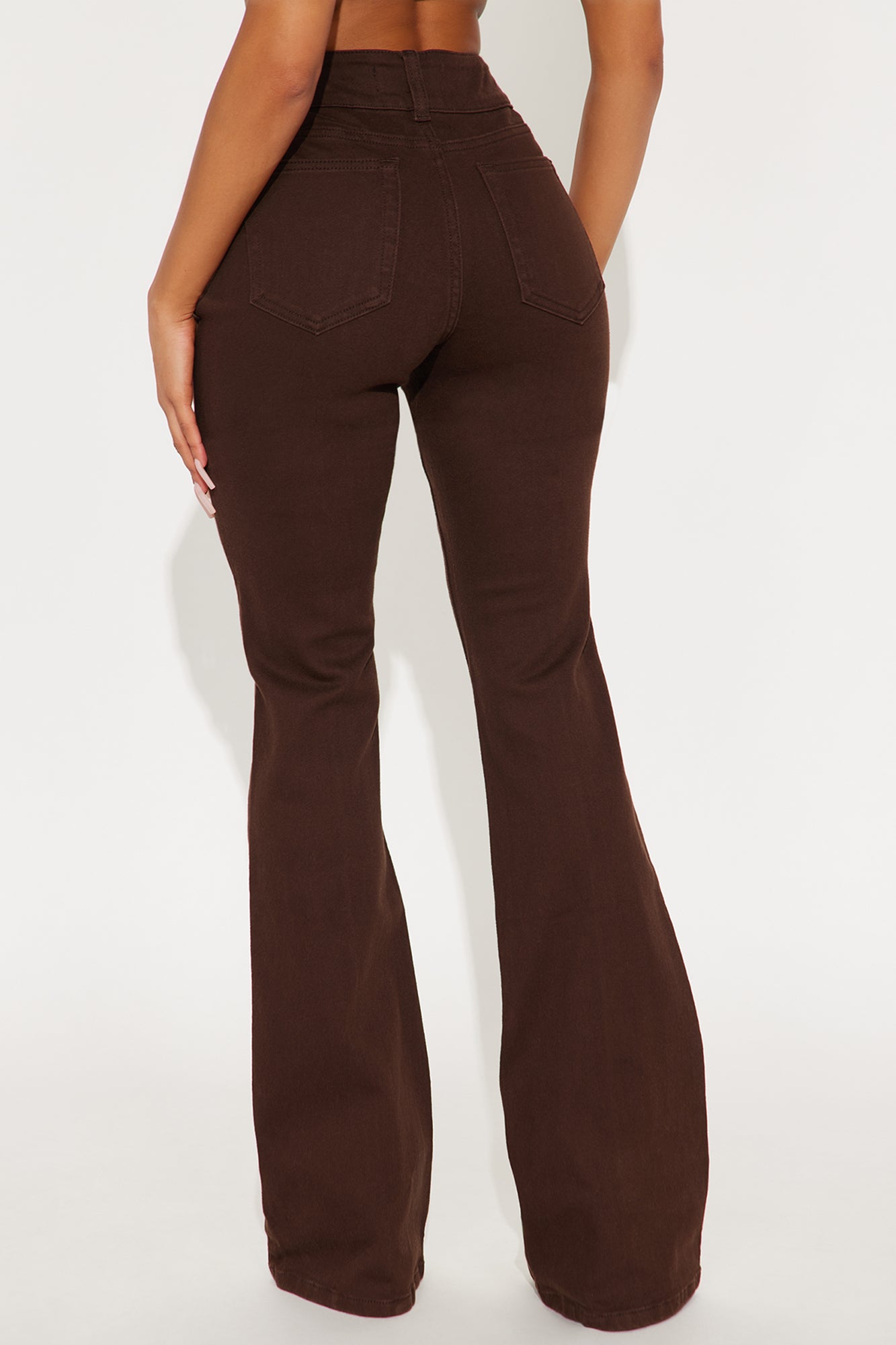 Tall London Low Rise Pintuck Flare Jeans - Brown