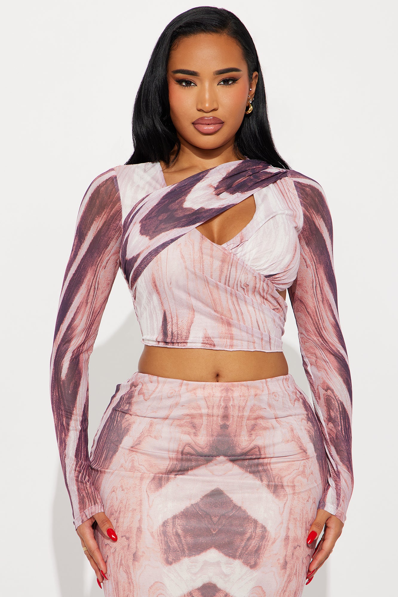 Mina Mesh Maxi Skirt Set - Neon Pink/combo