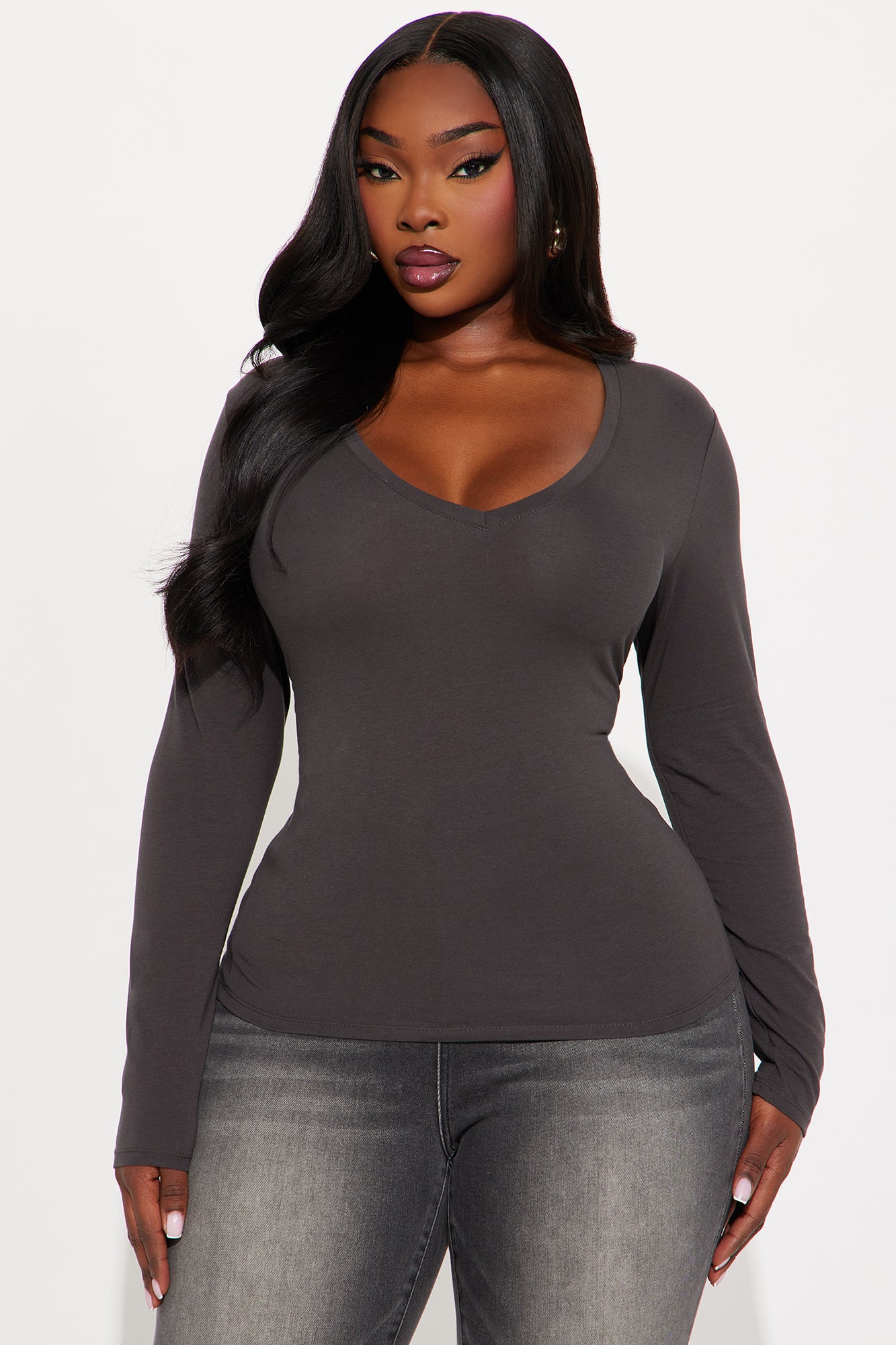 Nara Long Sleeve Top - Dark Grey