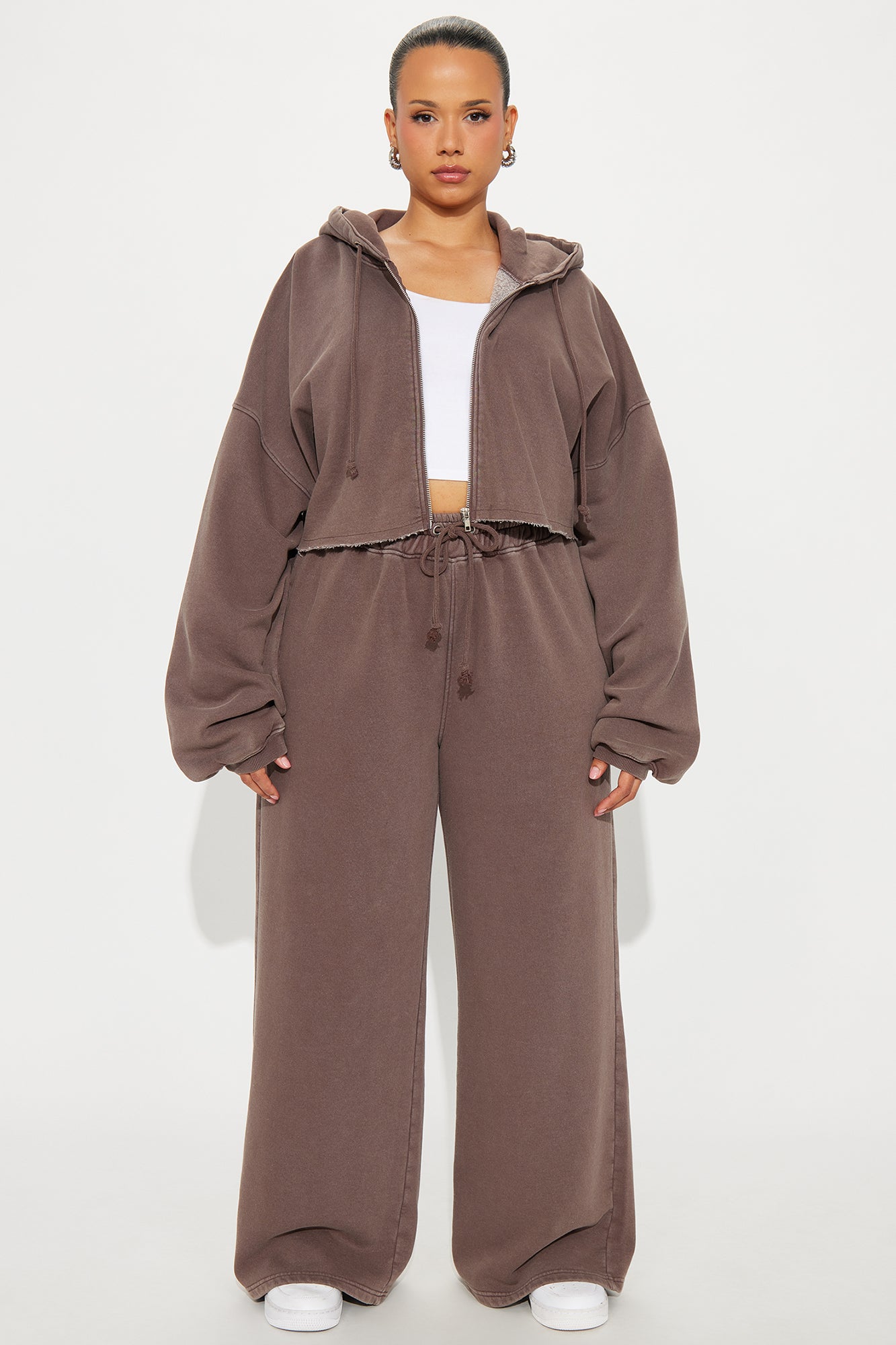 On The Go Fleece Pant Set - Chocolate