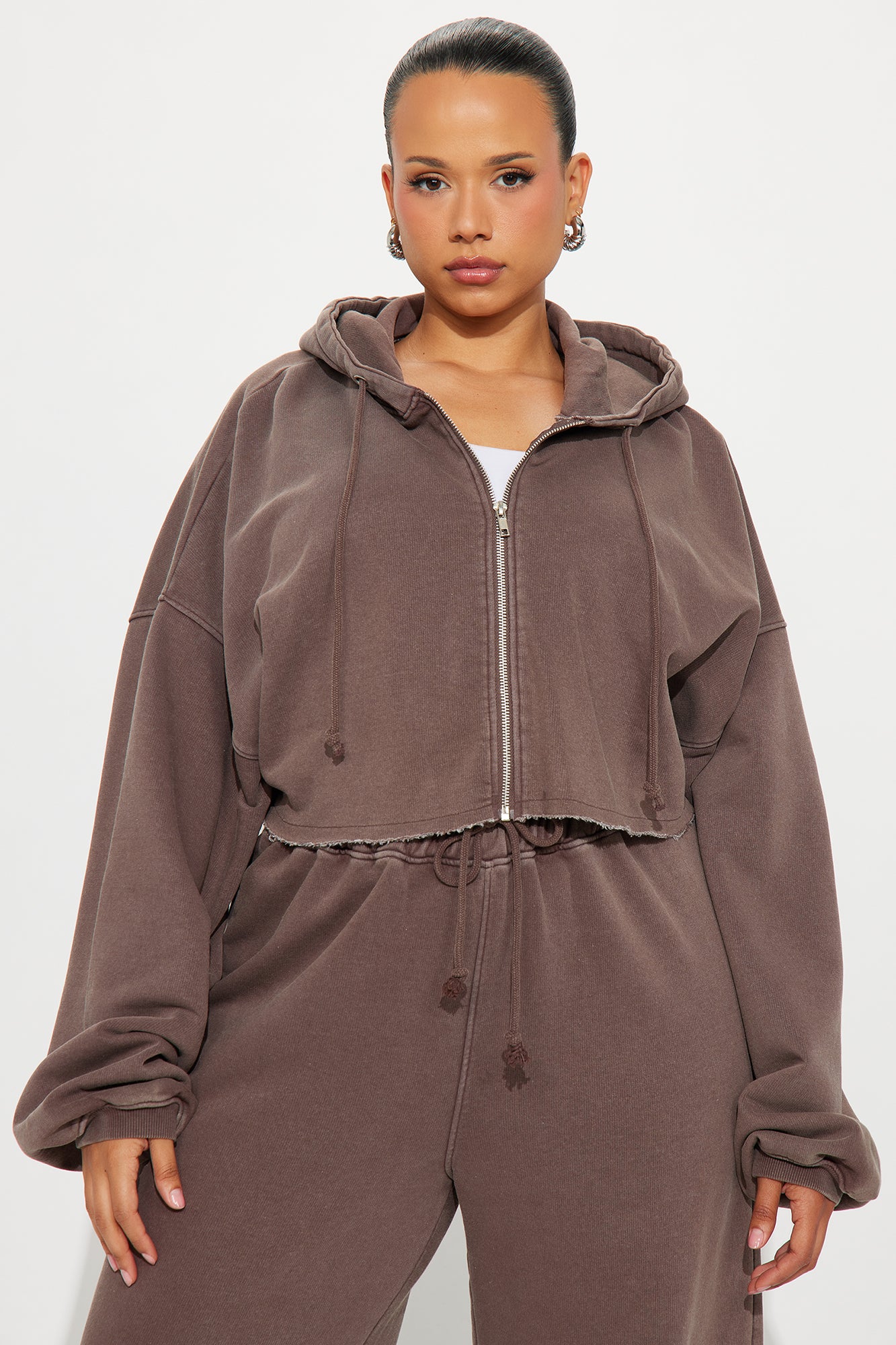 On The Go Fleece Pant Set - Chocolate