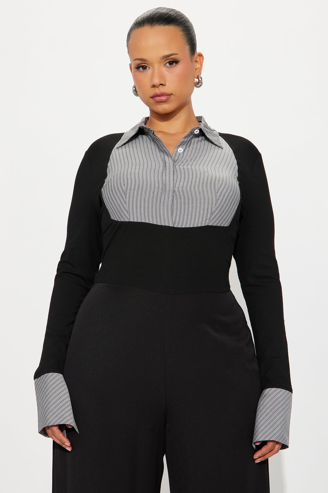 Lorena Wide Leg Jumpsuit - Grey/combo