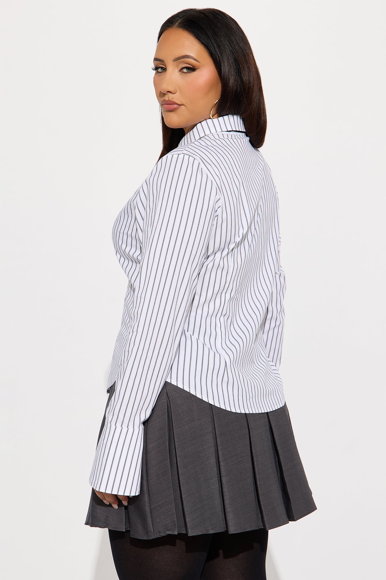 Airee Striped 2 Piece Shirt And Tie - White/combo