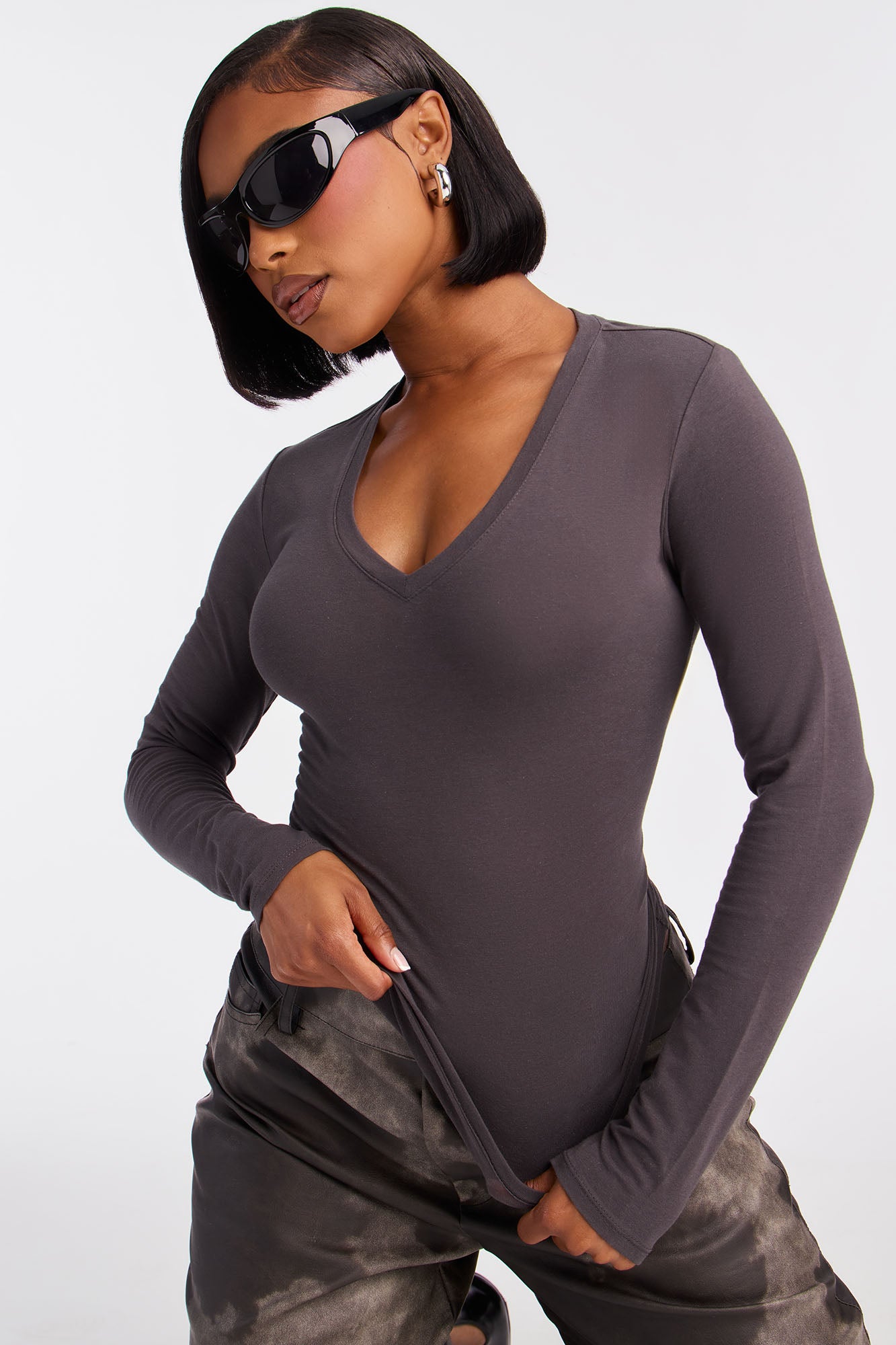 Nara Long Sleeve Top - Dark Grey