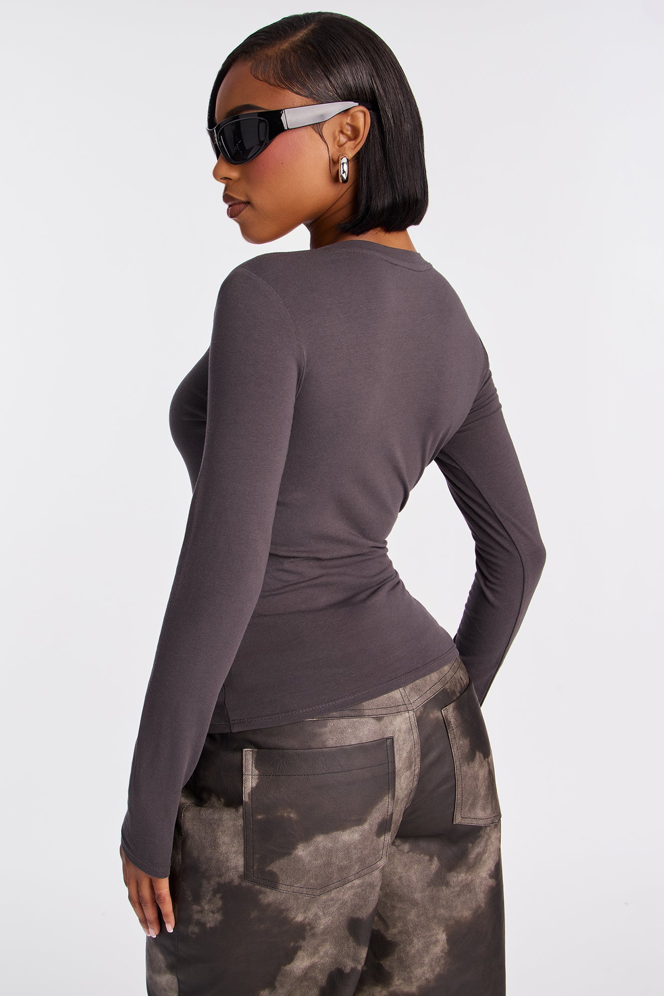 Nara Long Sleeve Top - Dark Grey