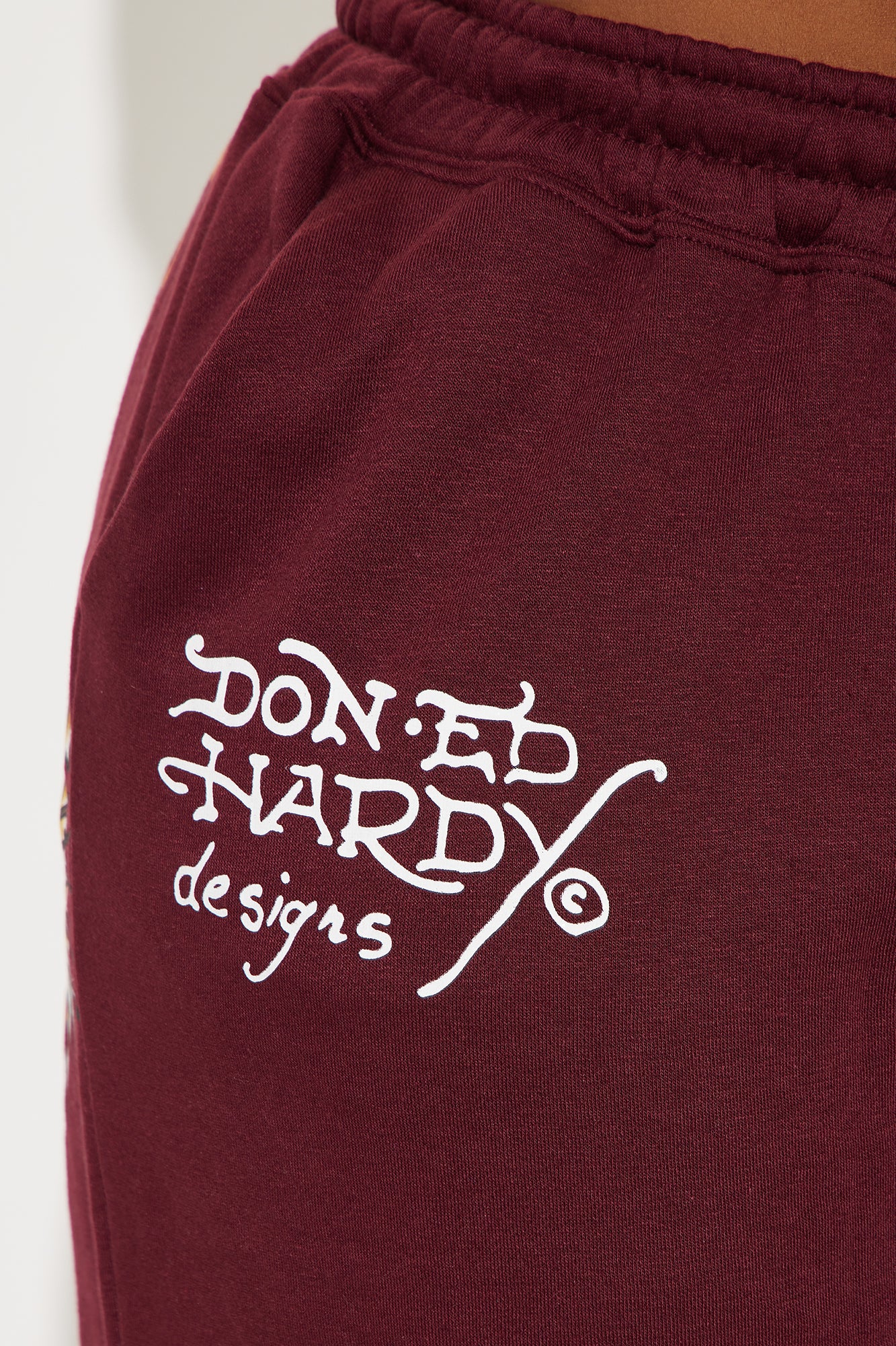 Retro Tiger Ed Hardy Wide Leg Pant - Burgundy