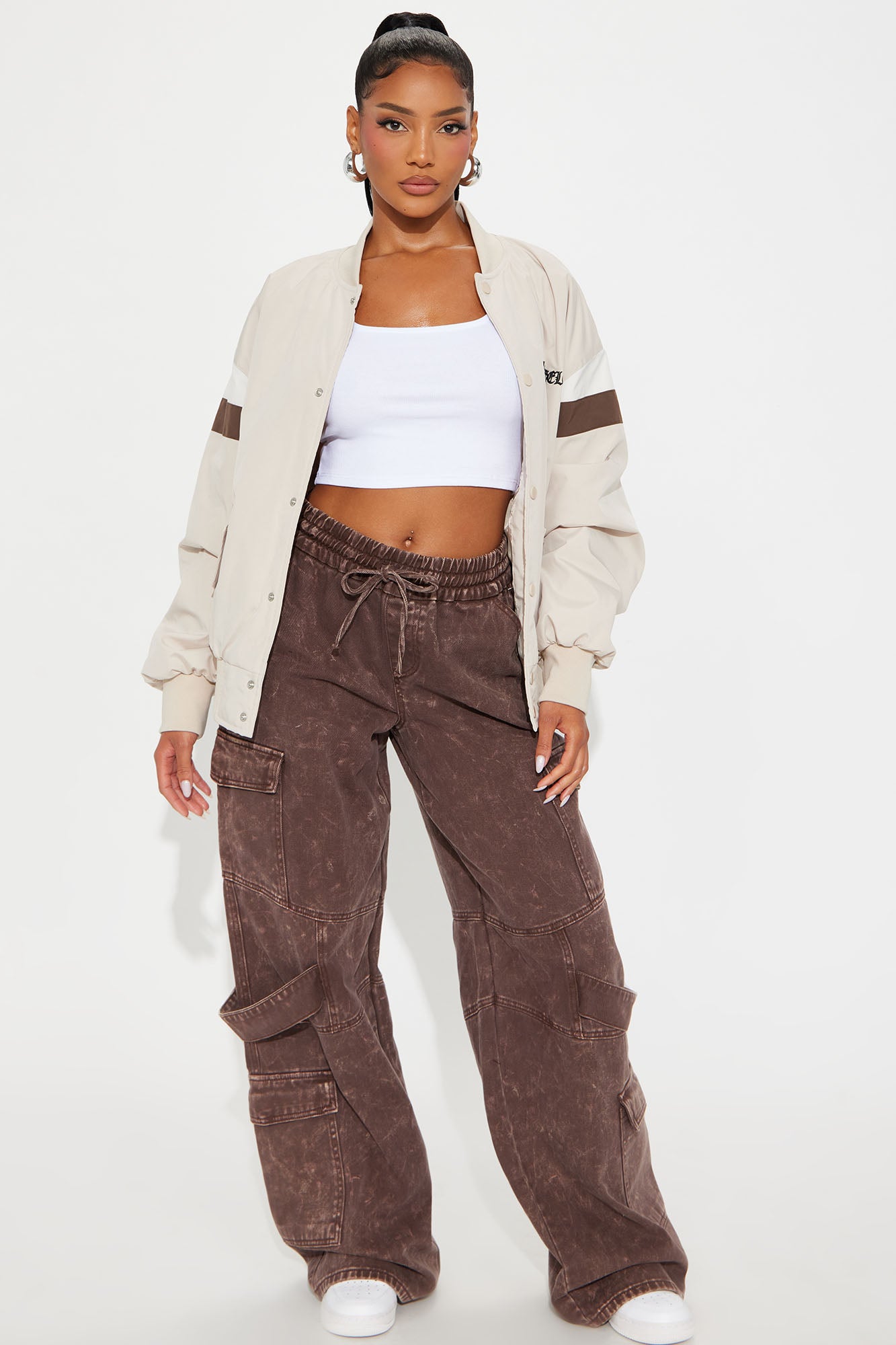 Know What To Do Non Stretch Cargo Jean - Brown