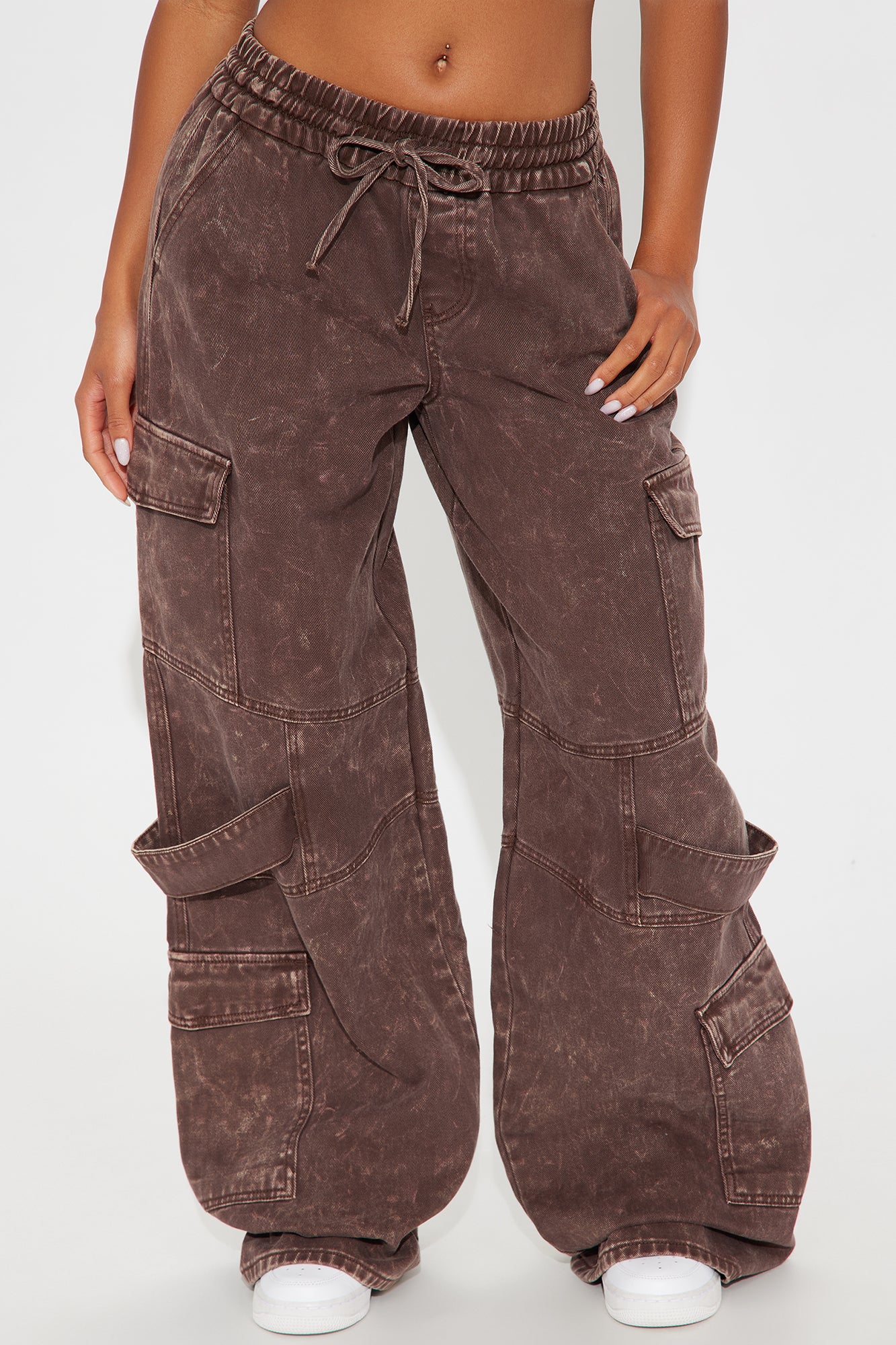 Know What To Do Non Stretch Cargo Jean - Brown