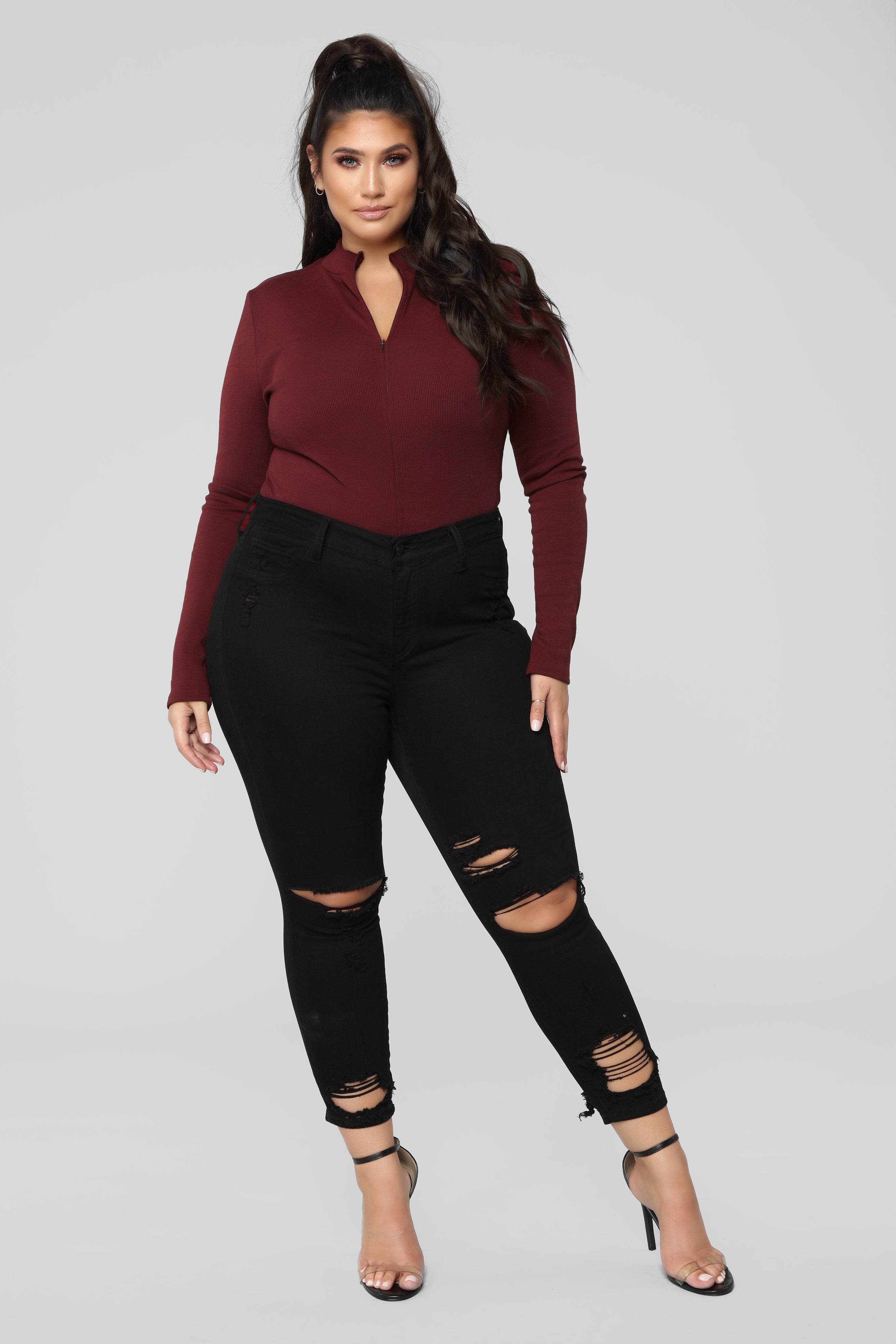 Grind Time Beyond Long Sleeve Bodysuit - Burgundy