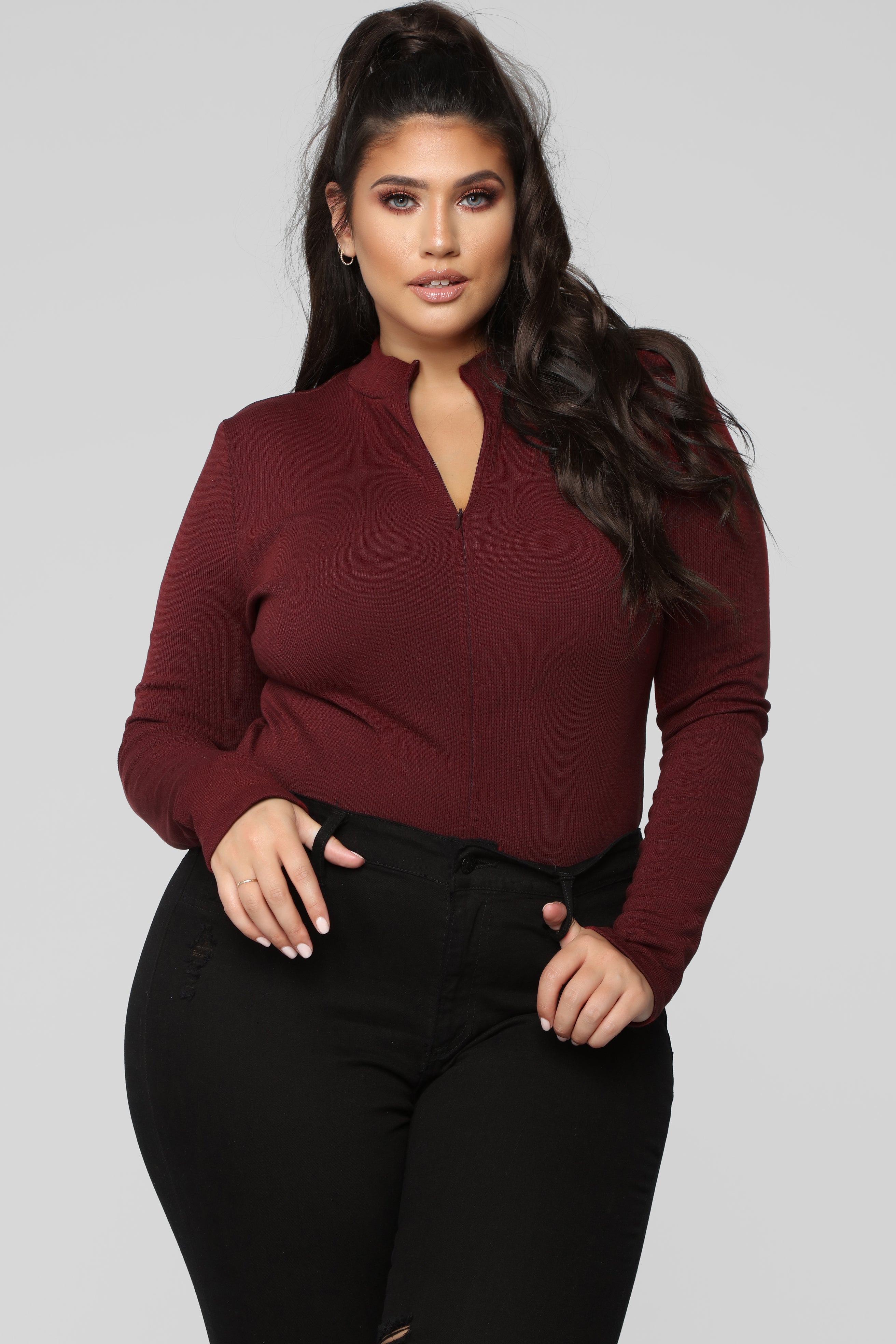 Grind Time Beyond Long Sleeve Bodysuit - Burgundy