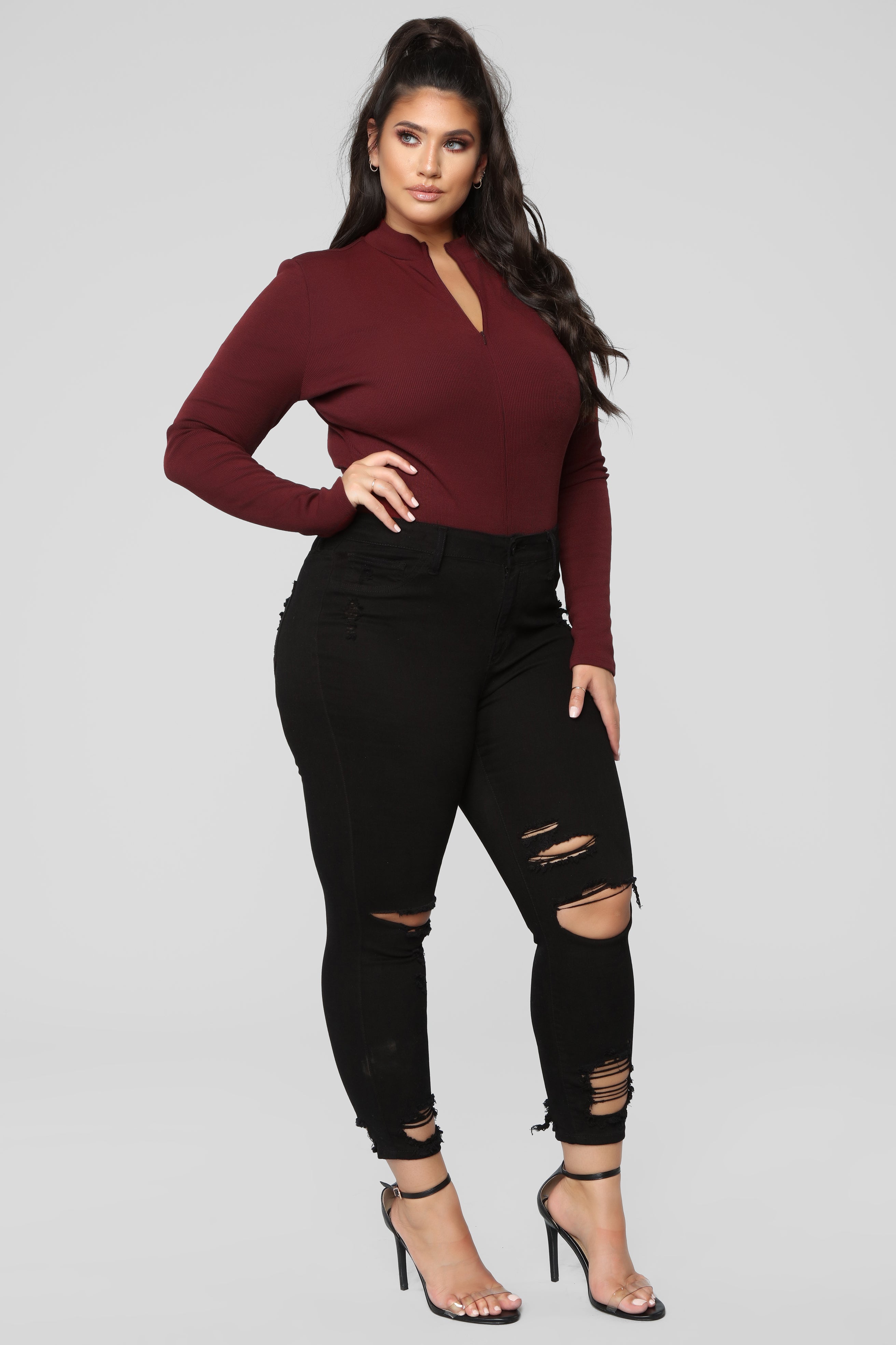 Grind Time Beyond Long Sleeve Bodysuit - Burgundy