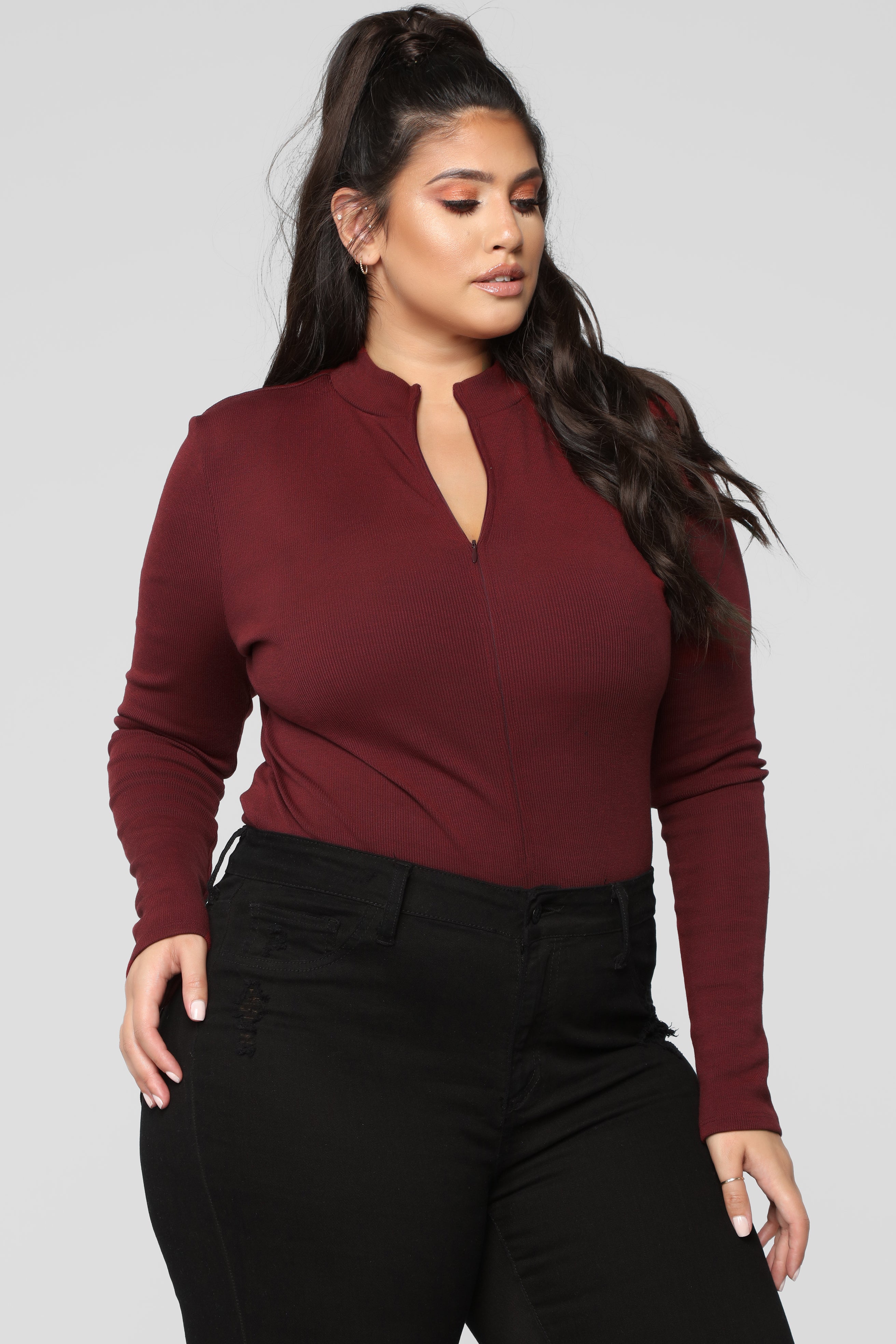 Grind Time Beyond Long Sleeve Bodysuit - Burgundy