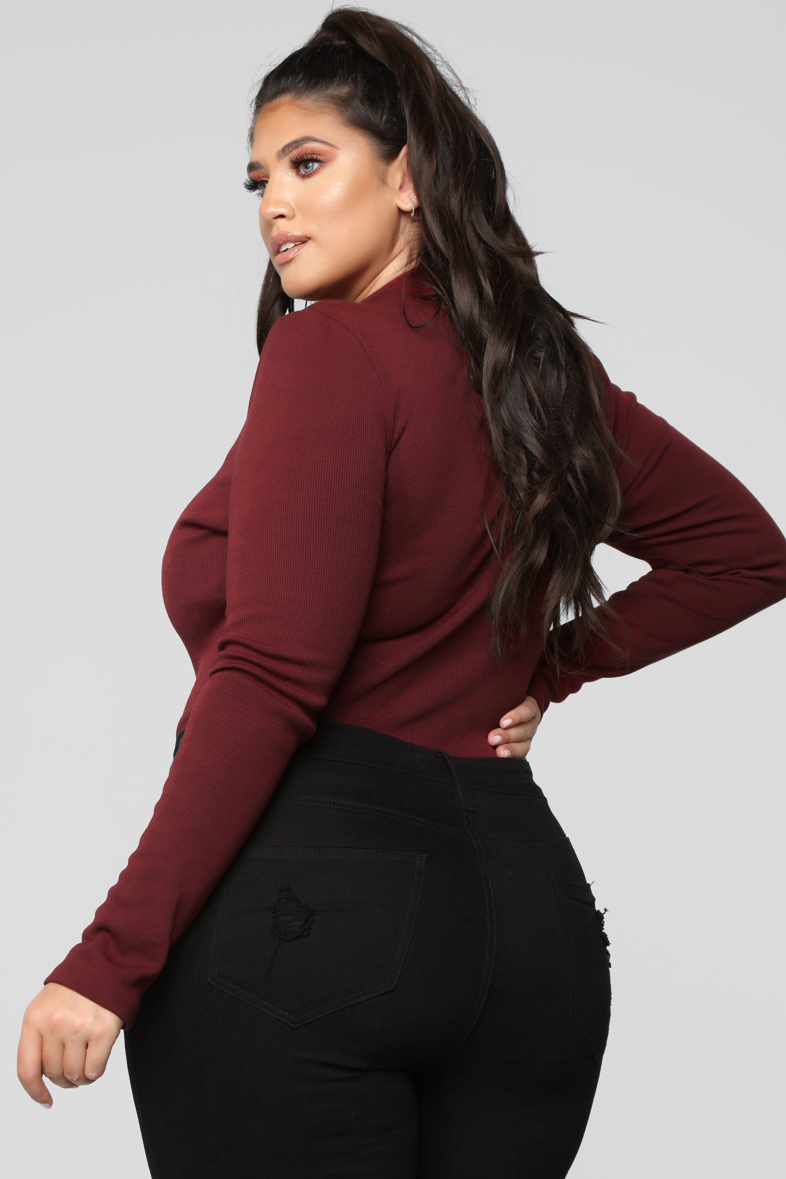 Grind Time Beyond Long Sleeve Bodysuit - Burgundy