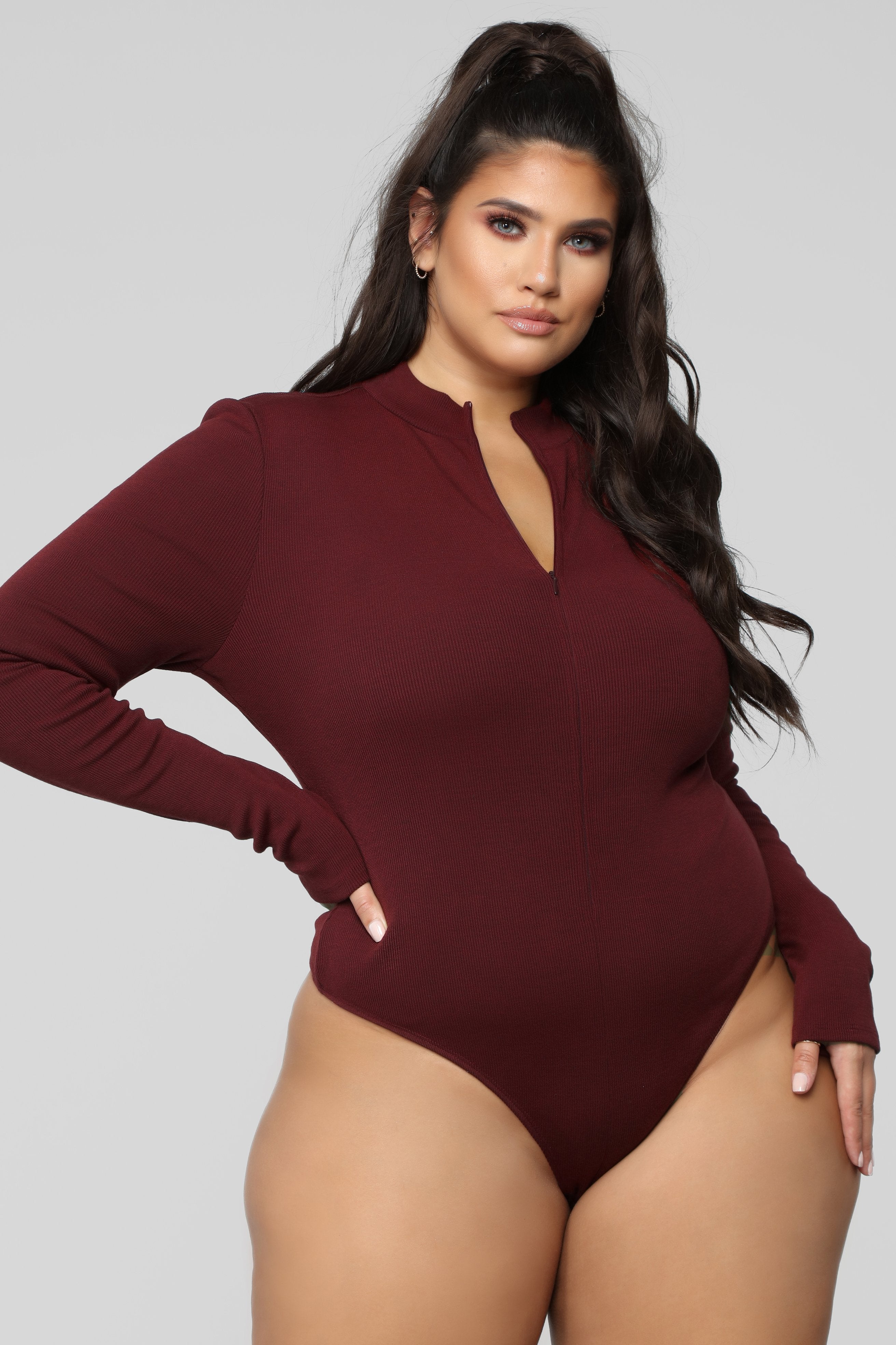 Grind Time Beyond Long Sleeve Bodysuit - Burgundy