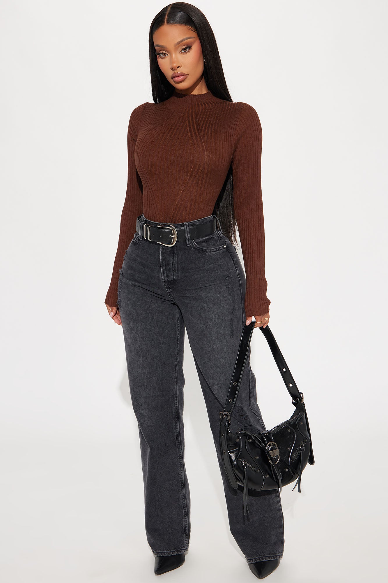 Marenna Sweater Bodysuit - Brown