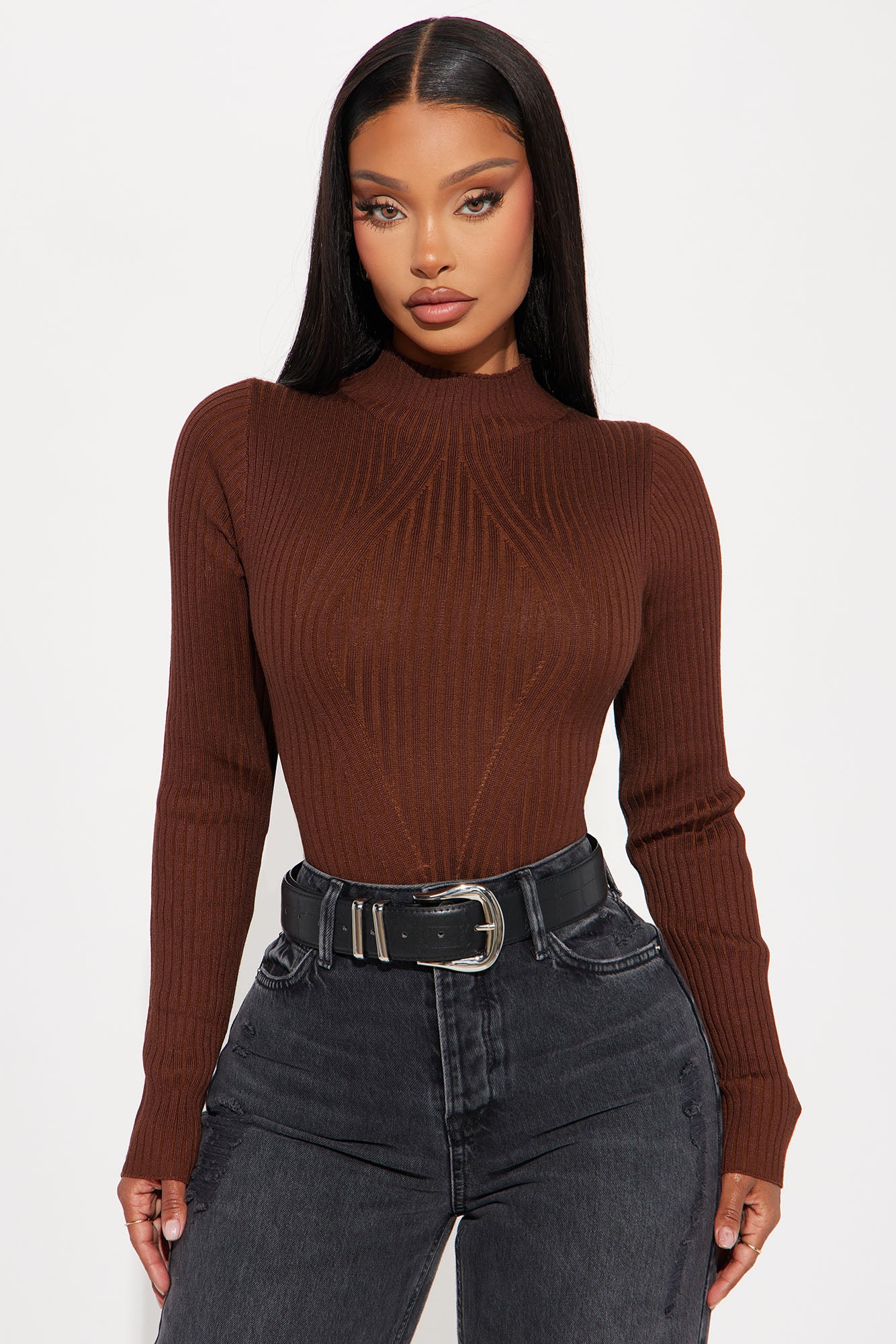 Marenna Sweater Bodysuit - Brown