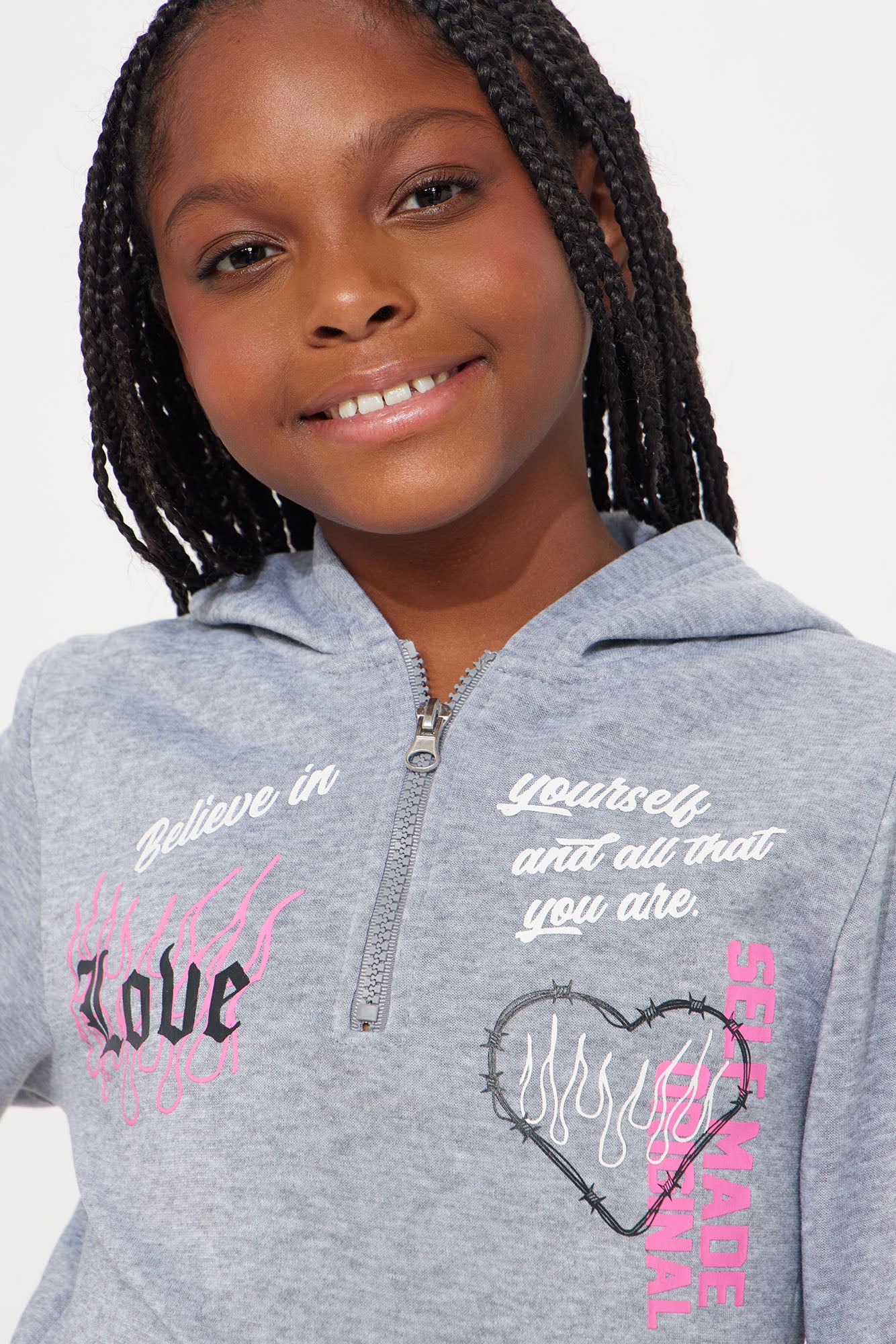Mini Keep Loving Fleece Pant Set - Heather Grey
