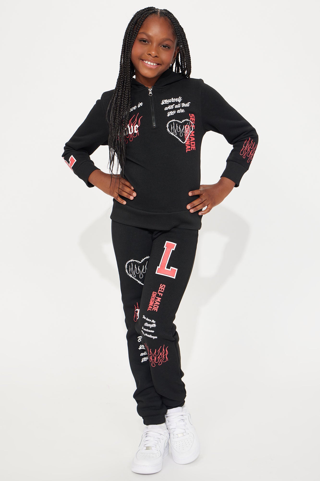 Mini Keep Loving Fleece Pant Set - Black