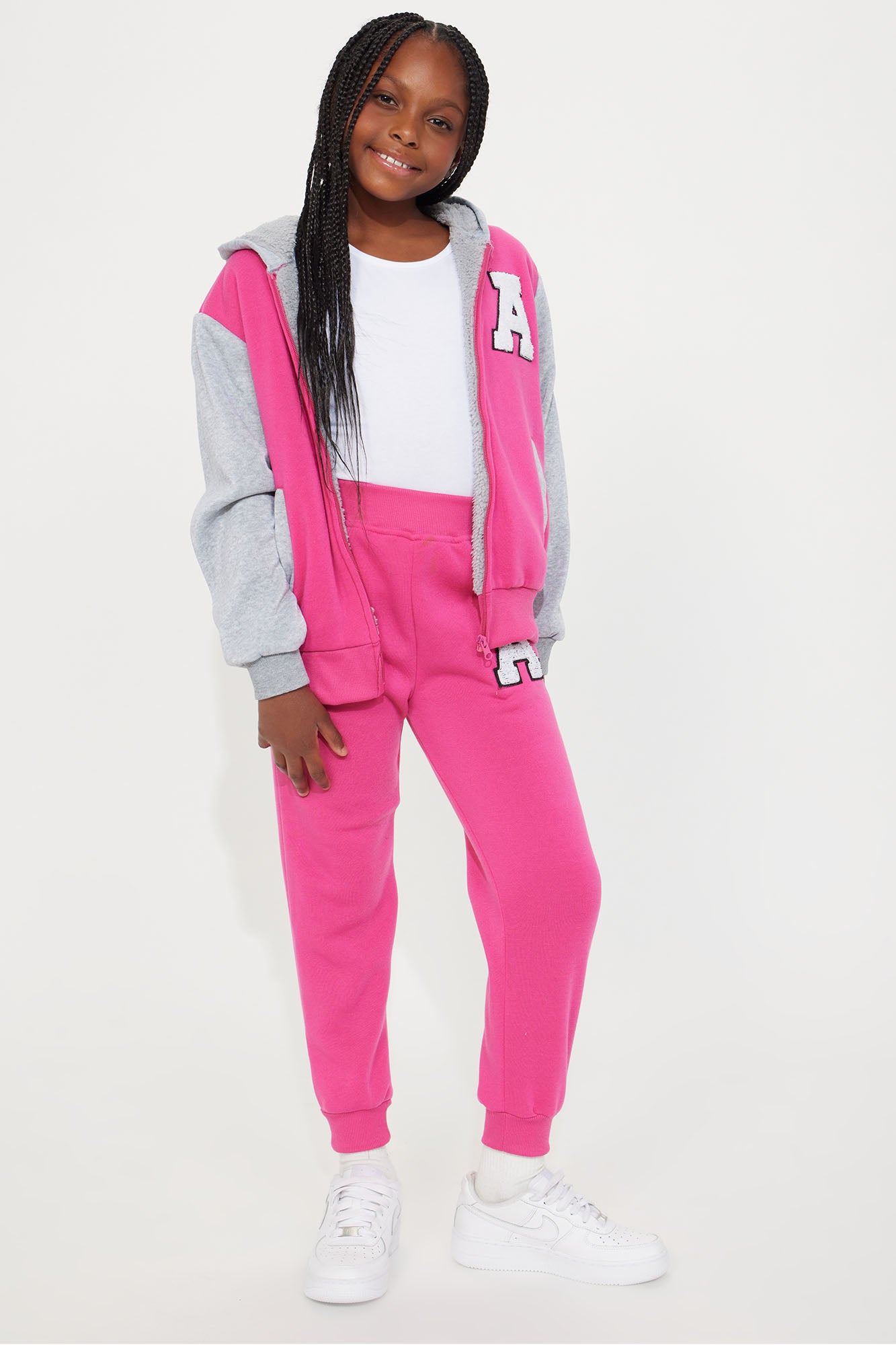 Mini Lil Ridah Fleece Pant Set - Pink